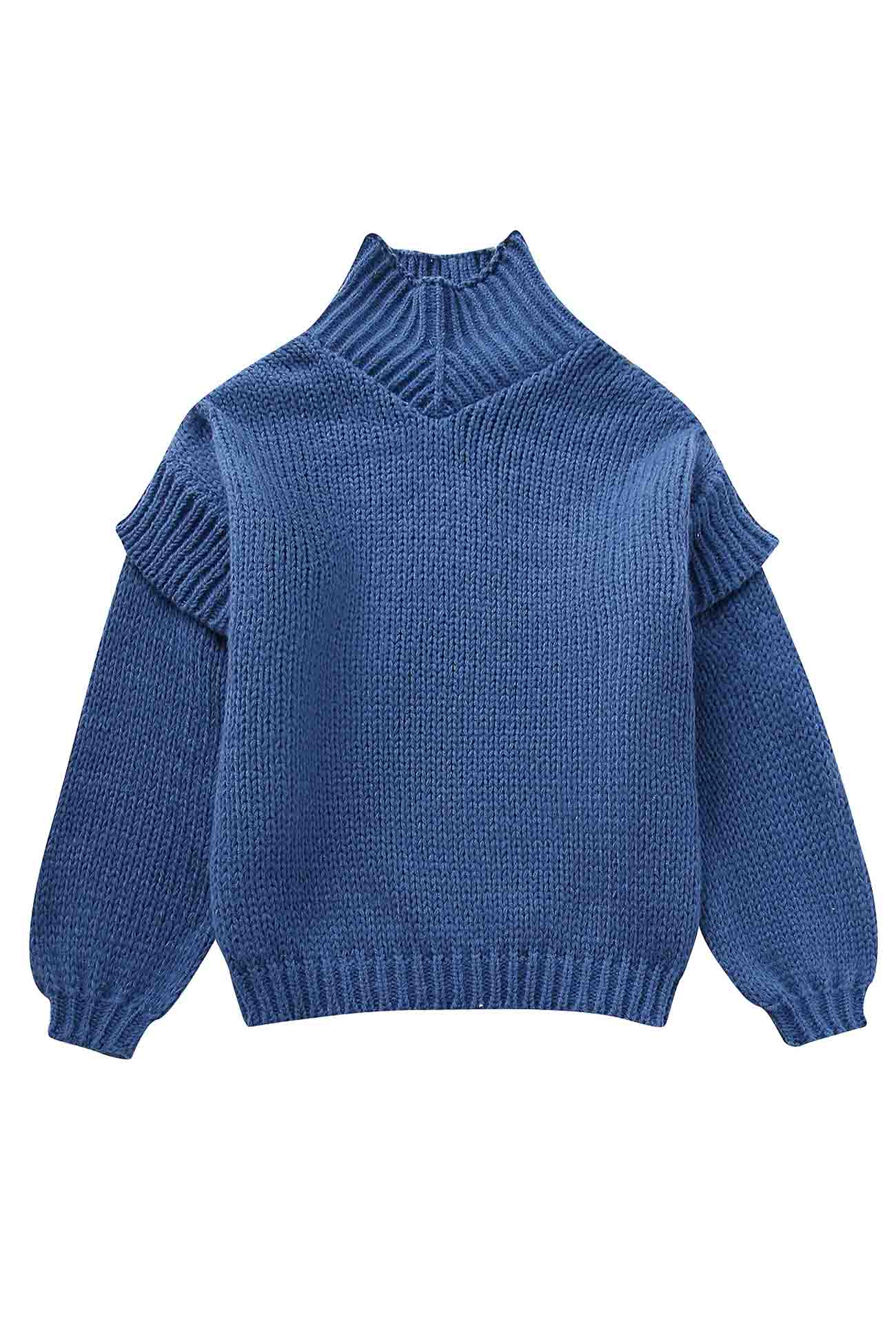 Carina | Solid color sweater with long sleeves and a cowl neckline - Image 4