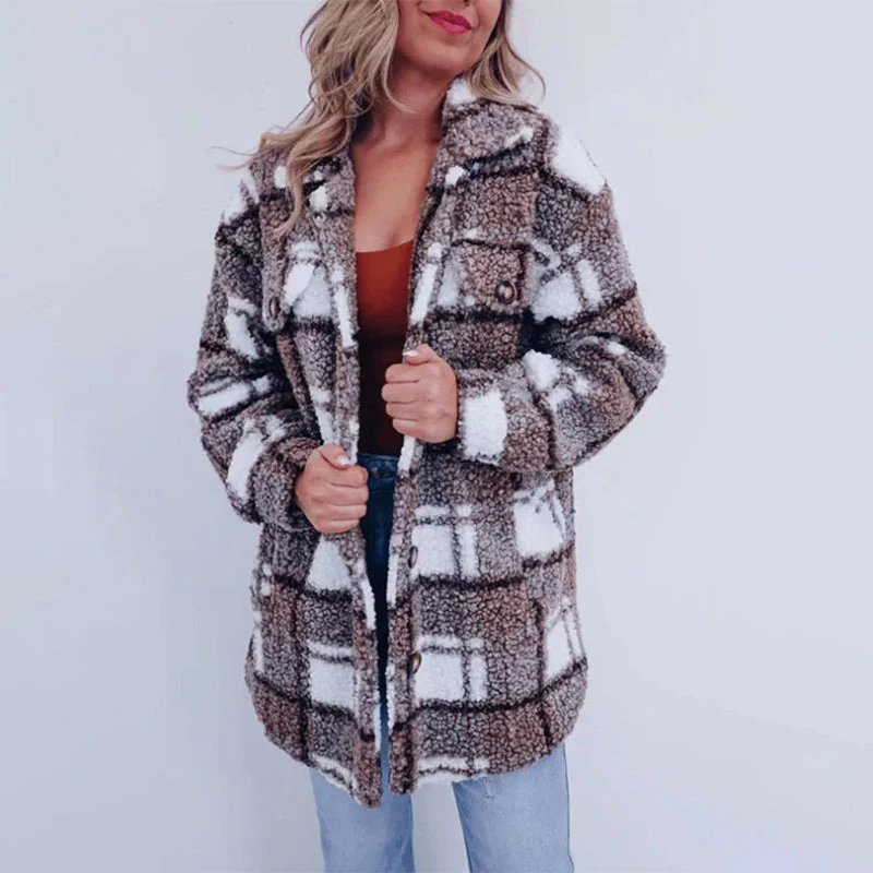 Carina | Checked teddy jacket for women - Image 4