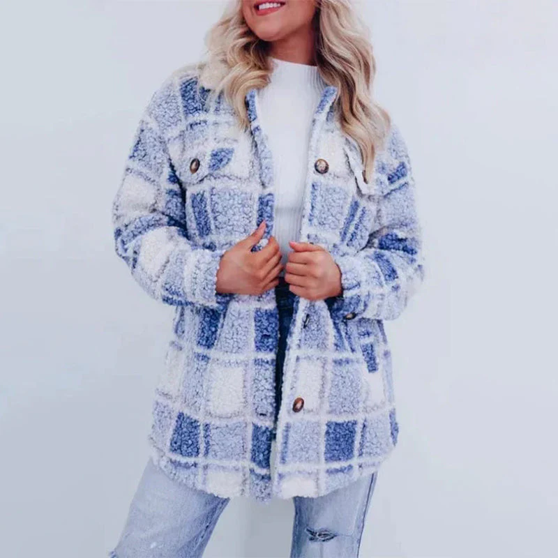 Carina | Checked teddy jacket for women - Image 5