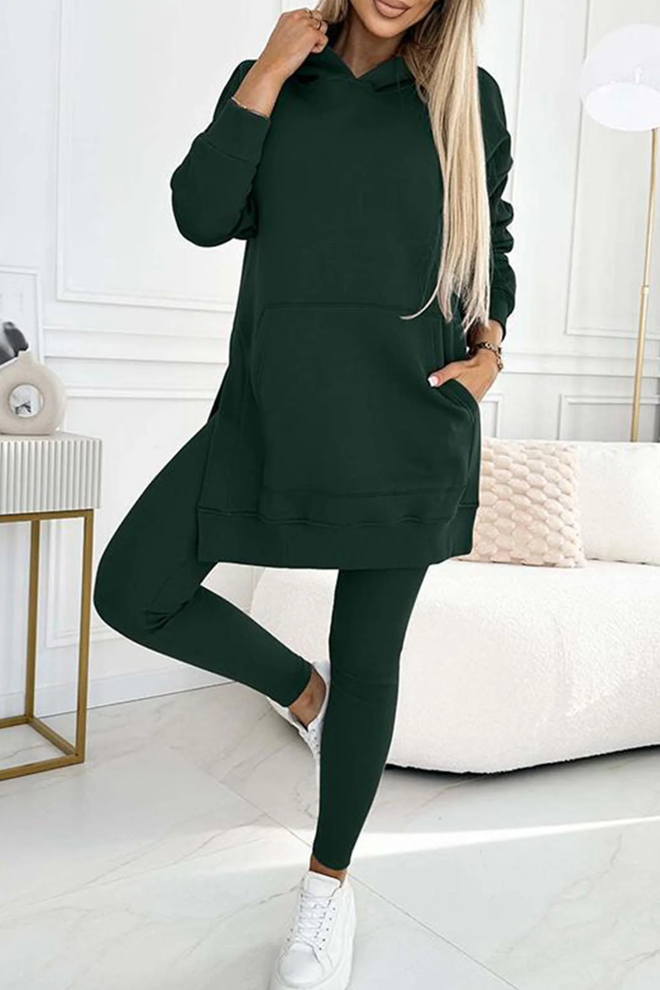 Carla | Mid-Length Hooded Slit Leggings Suits - Image 16