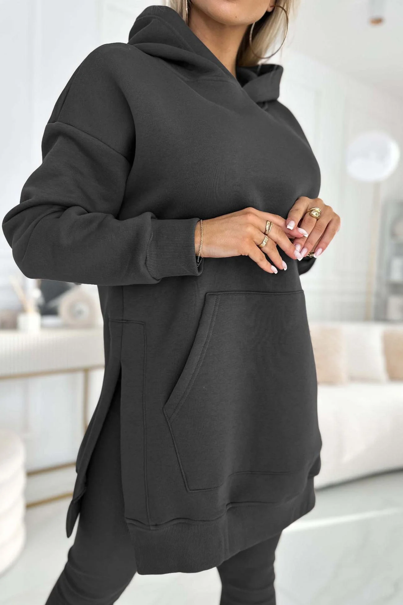 Carla | Mid-Length Hooded Slit Leggings Suits - Image 18