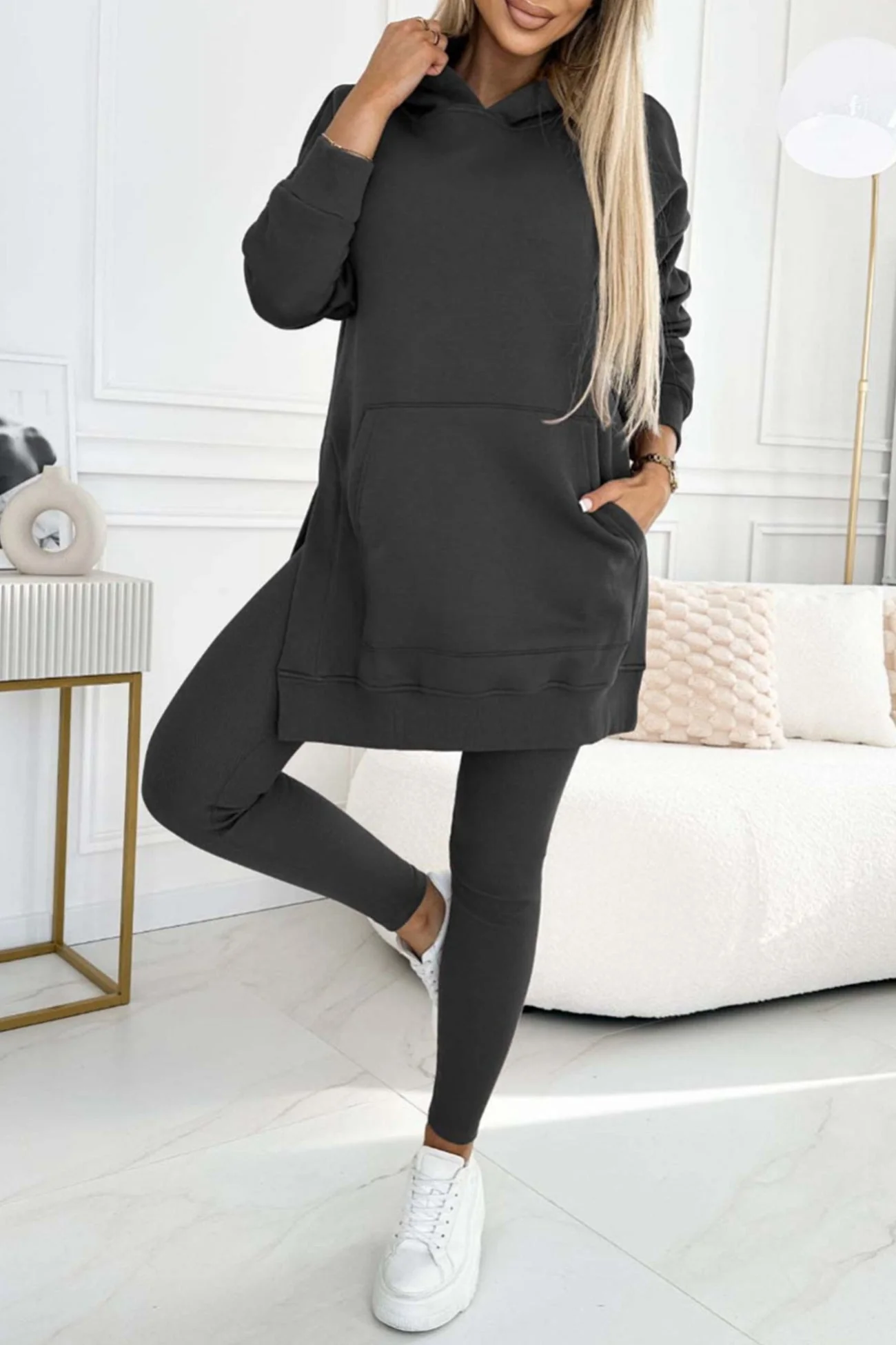 Carla | Mid-Length Hooded Slit Leggings Suits - Image 19