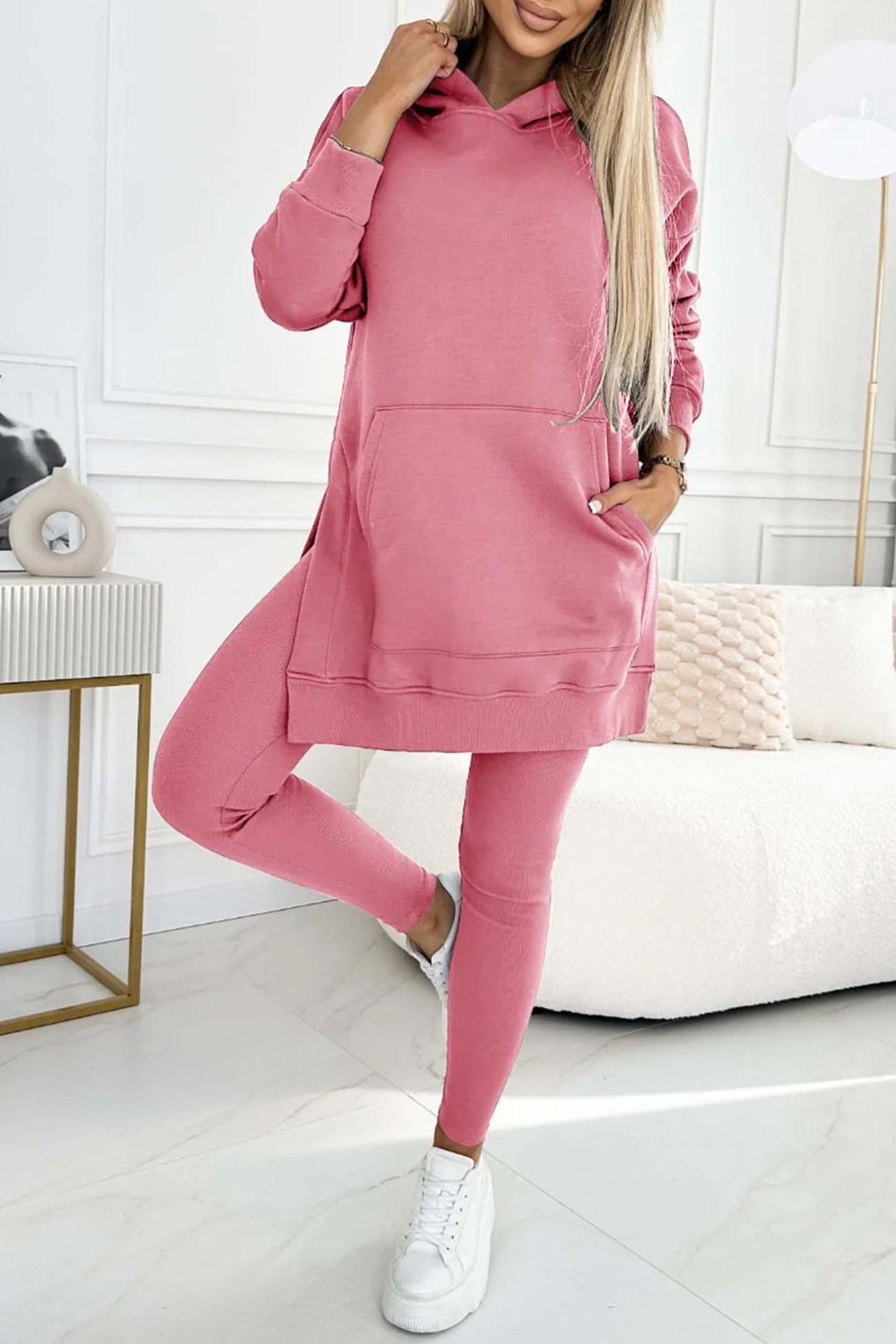 Carla | Mid-Length Hooded Slit Leggings Suits - Image 4