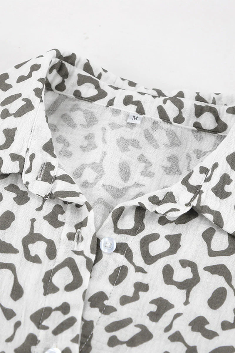 Carlota | Casual street patchwork leopard print turn-down collar long sleeve two piece - Image 7