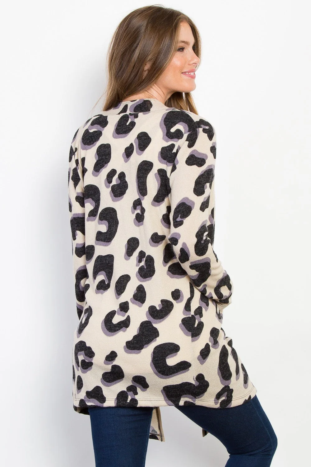 Carmen | Be Stage printed open front knit cardigan with pockets - Image 2