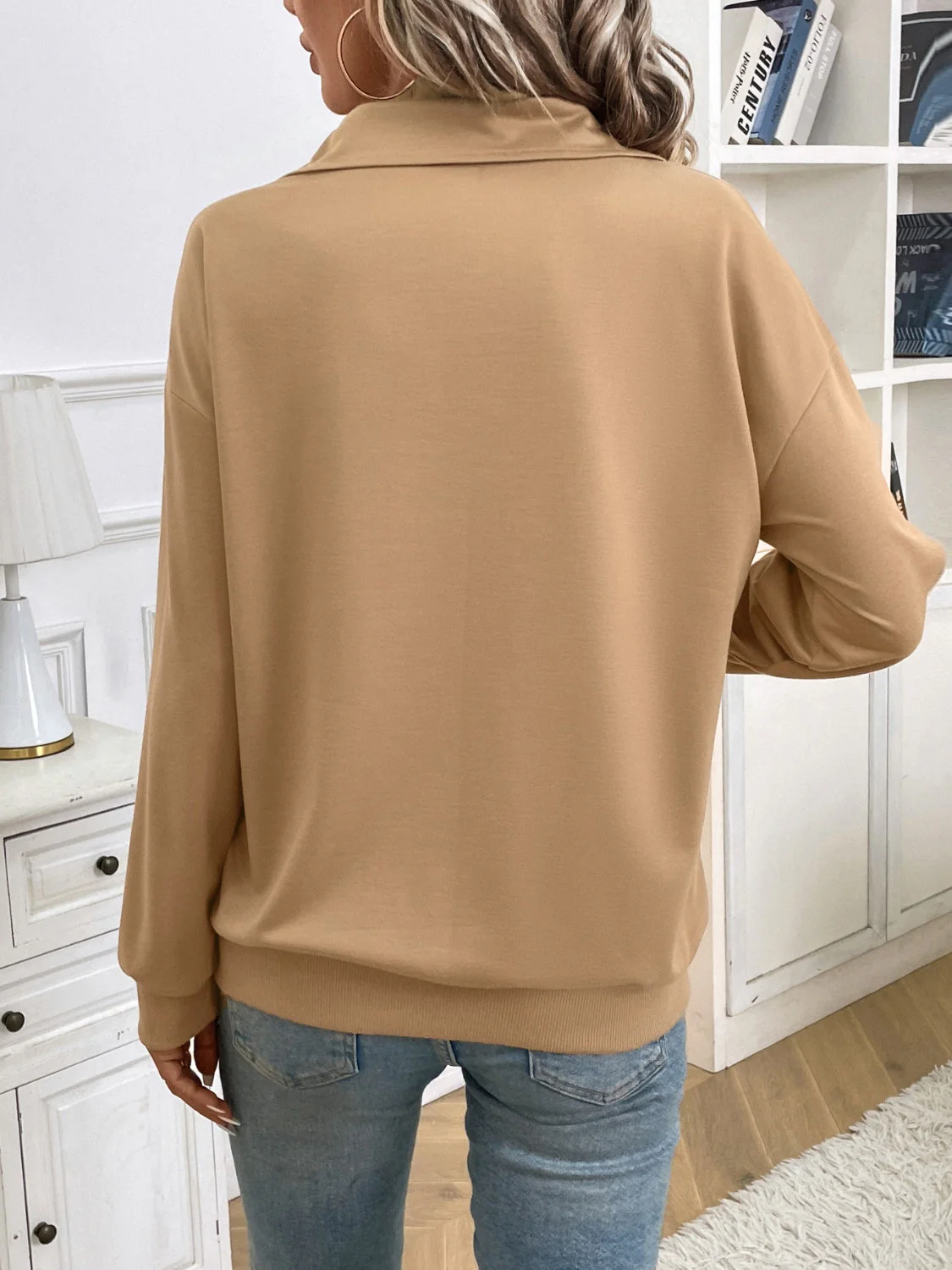 Carmen | Long sleeve half zip sweatshirt with kangaroo pocket - Image 2