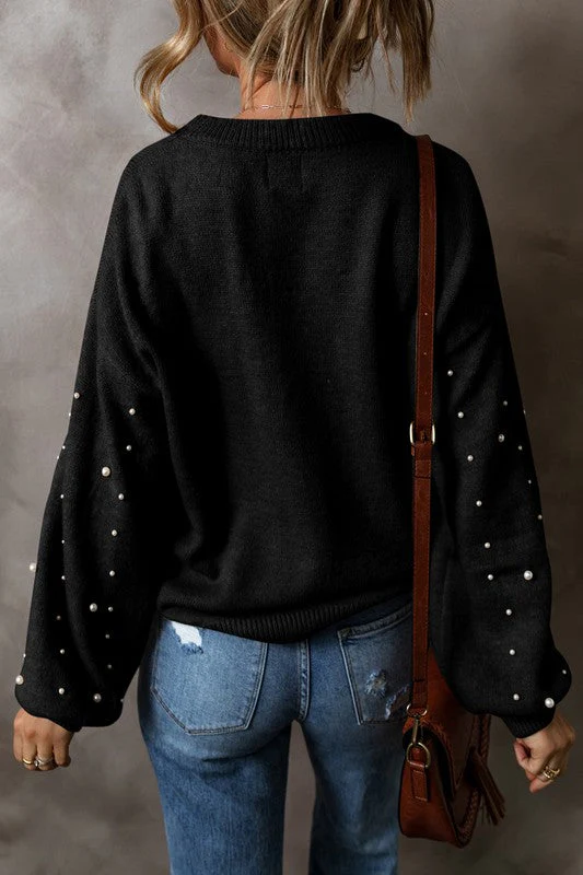Carolina | Beaded sweater with dropped shoulder and crew neck - Image 11