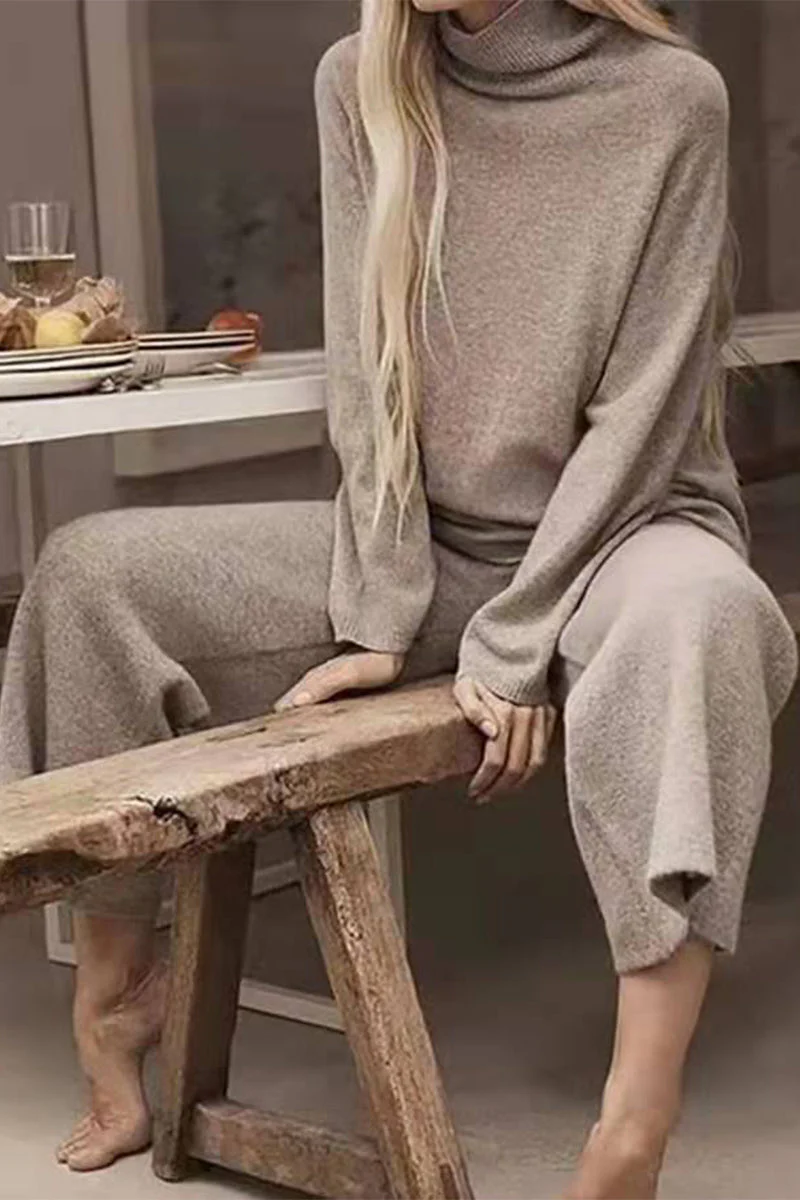 Carolina | Casual solid color turtleneck long sleeve two piece sweater - Image 3
