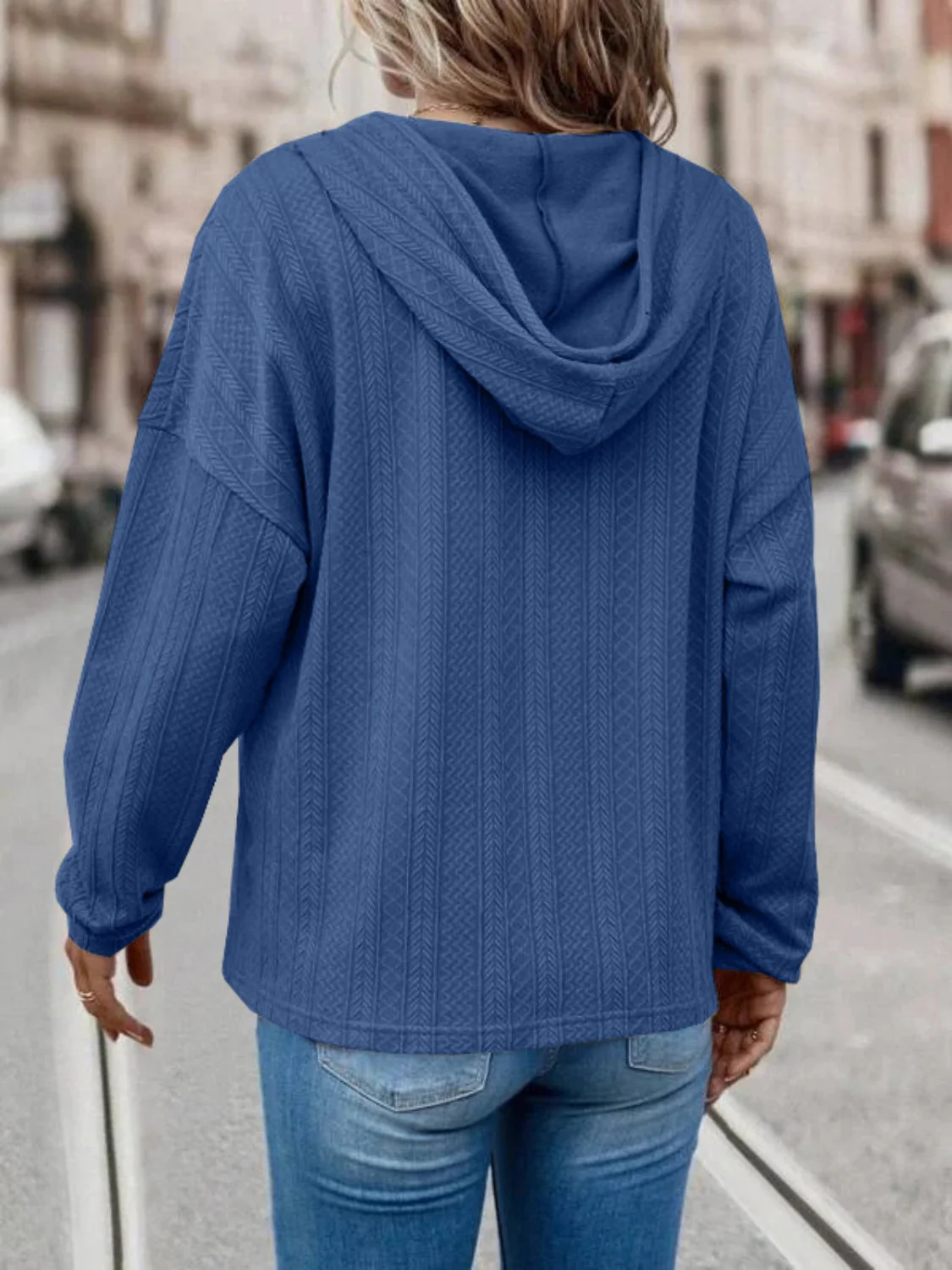 Carolina | Long sleeve hoodie with drawstring and dropped shoulders - Image 5