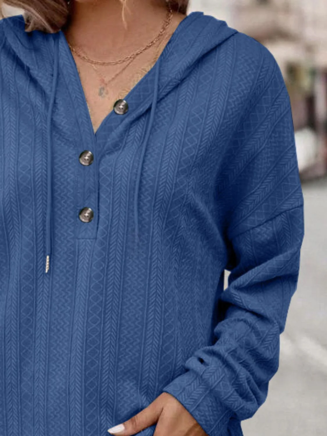 Carolina | Long sleeve hoodie with drawstring and dropped shoulders - Image 6