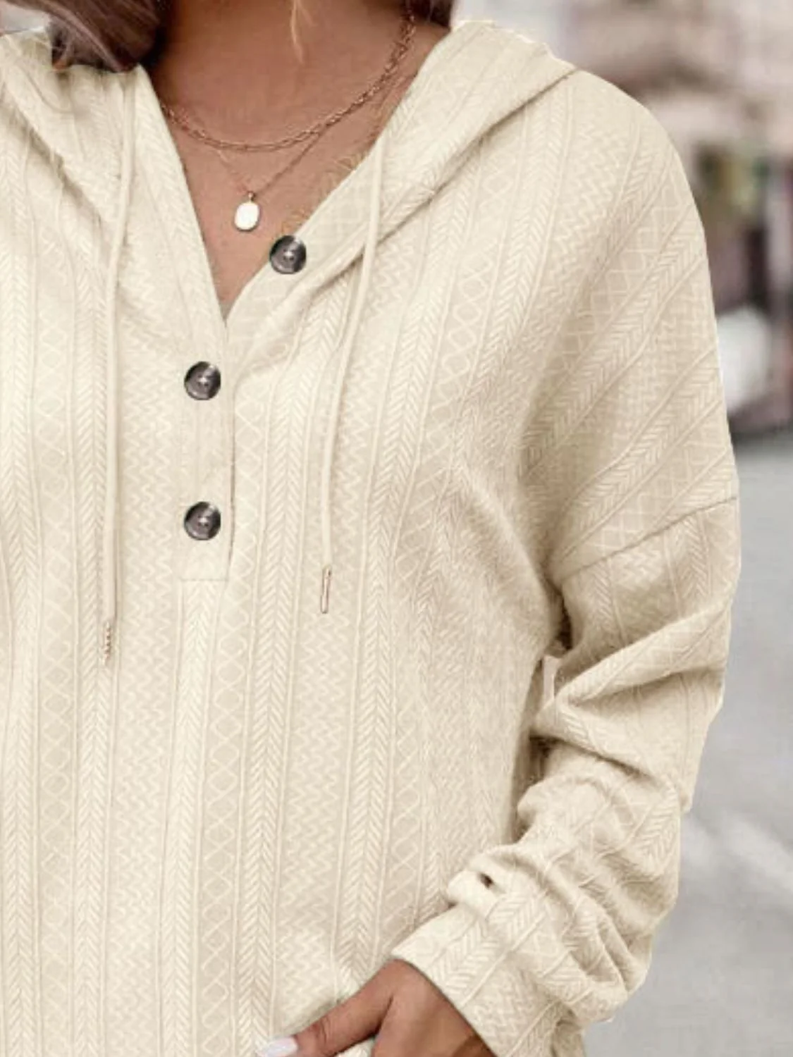 Carolina | Long sleeve hoodie with drawstring and dropped shoulders - Image 9