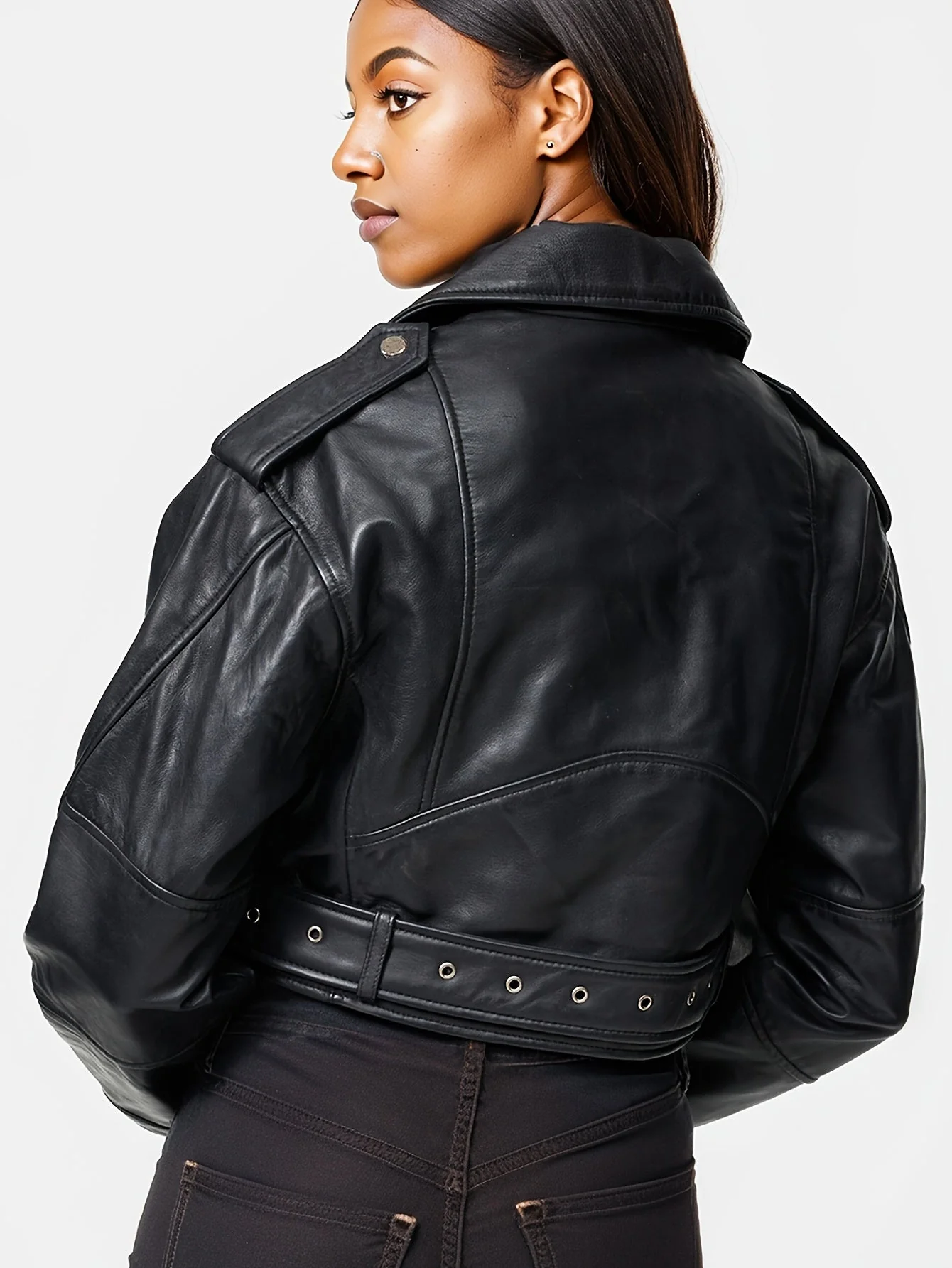 Catalina | Leather jacket with adjustable belt - Image 3