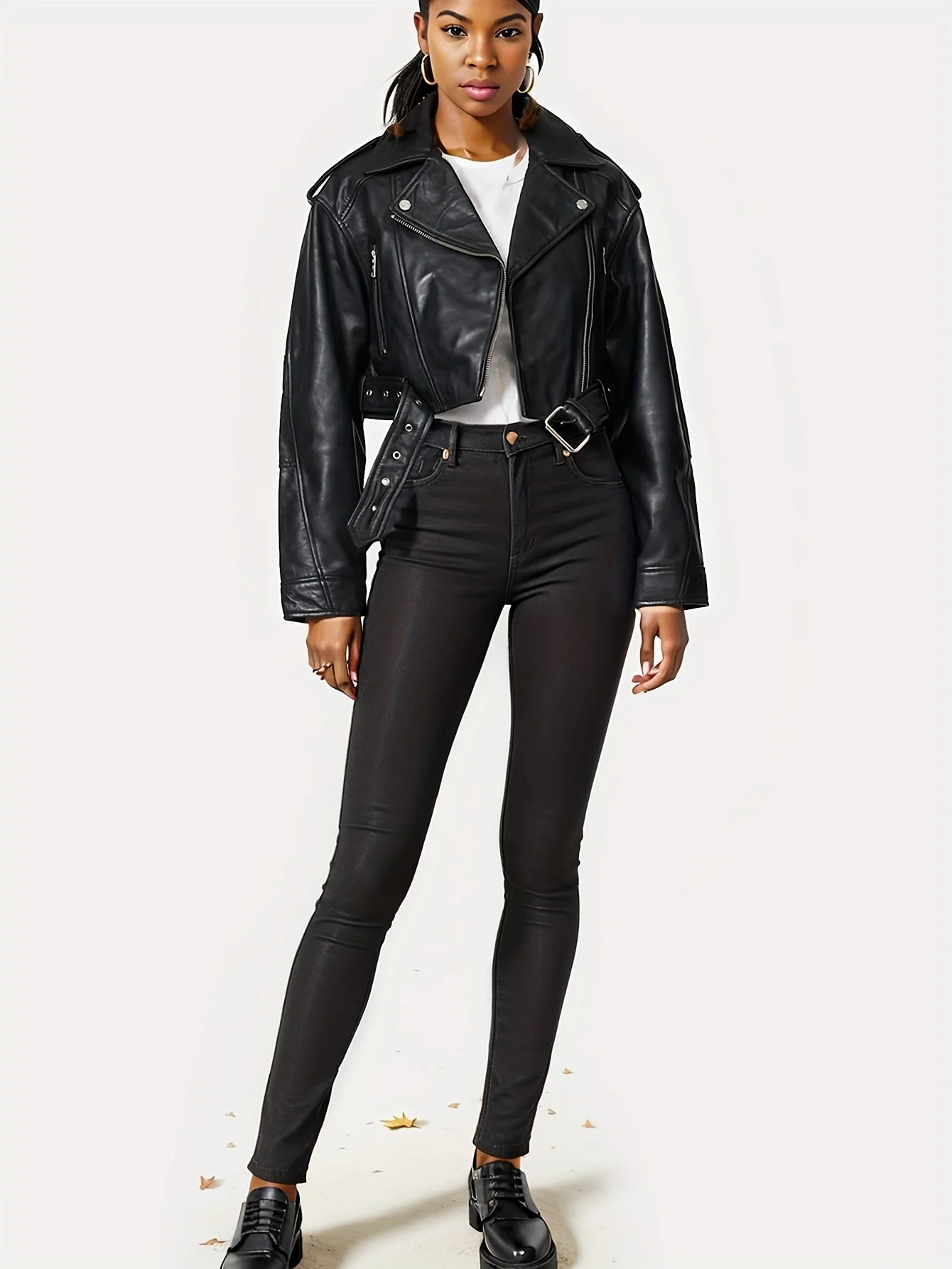 Catalina | Leather jacket with adjustable belt - Image 4