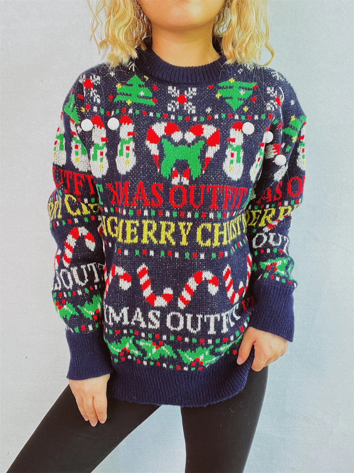 Catarina | Christmas pattern crew neck long sleeve sweater