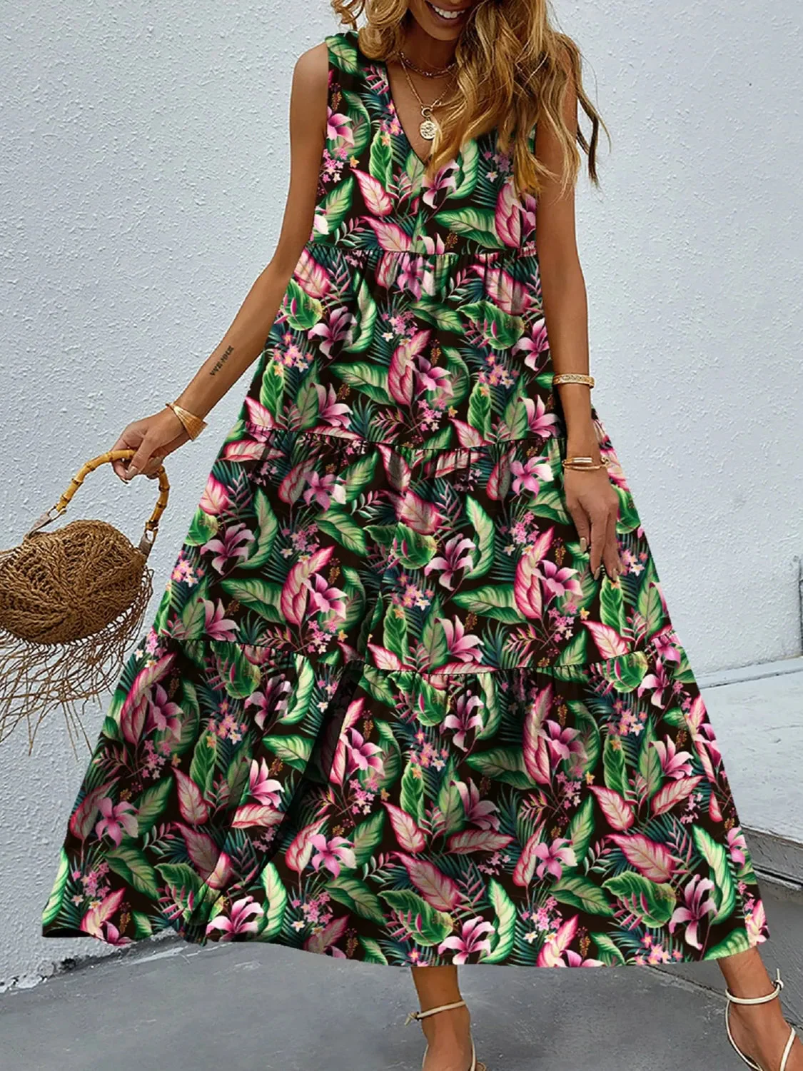 Catherine® | Elegant Sleeveless Floral V-Neck Maxi Dress - Image 2