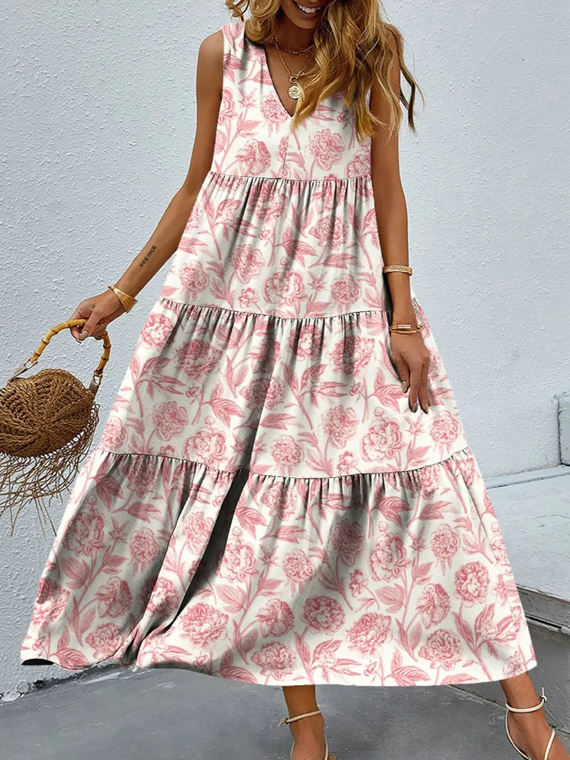 Catherine® | Elegant Sleeveless Floral V-Neck Maxi Dress - Image 5
