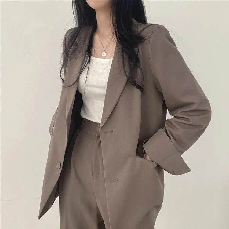 Cayetana® | Women's solid-color blazer and straight-cut pants set - Image 11