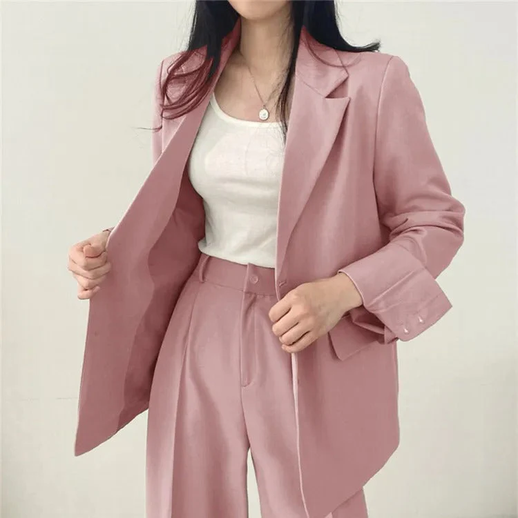 Cayetana® | Women's solid-color blazer and straight-cut pants set - Image 12