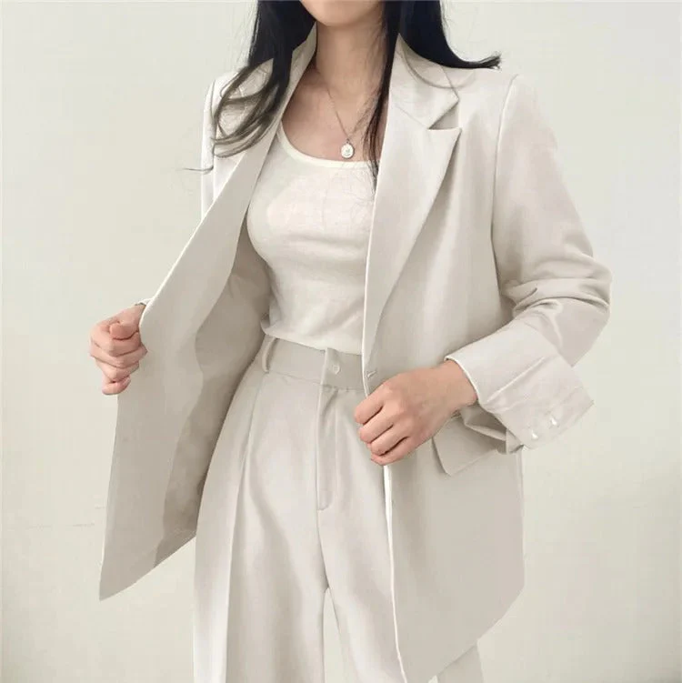 Cayetana® | Women's solid-color blazer and straight-cut pants set - Image 26