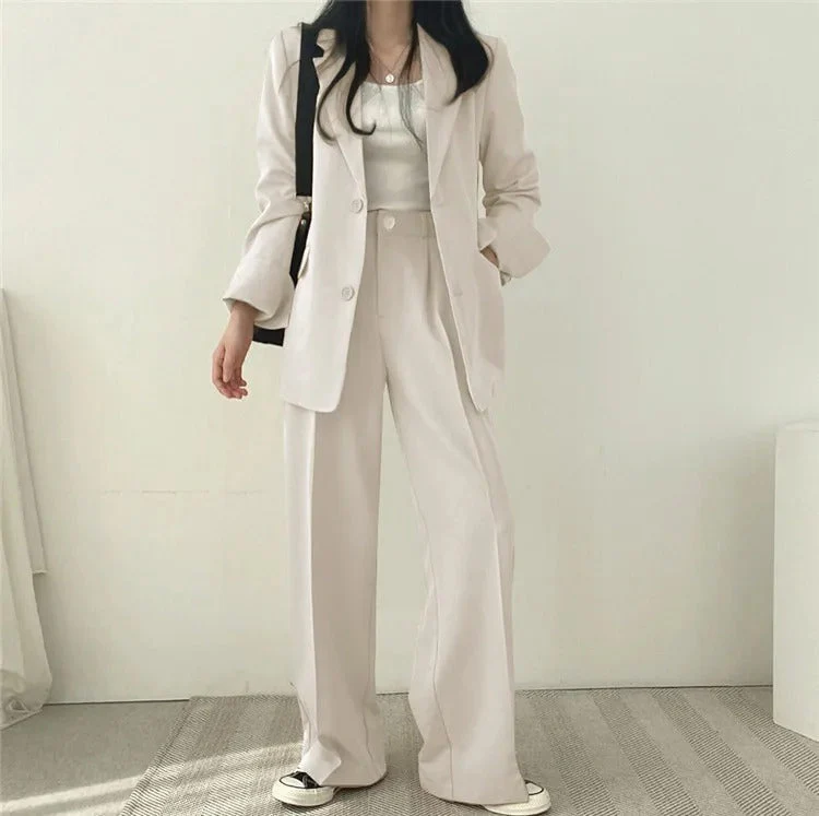 Cayetana® | Women's solid-color blazer and straight-cut pants set - Image 3