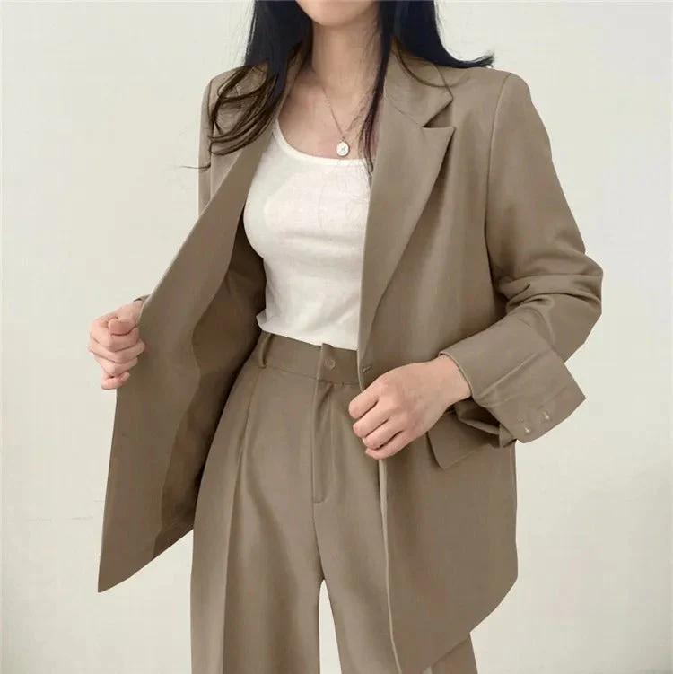 Cayetana® | Women's solid-color blazer and straight-cut pants set - Image 6