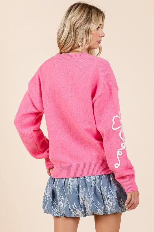 Cecilia | Plus knitted sweater with floral embroidery - Image 3