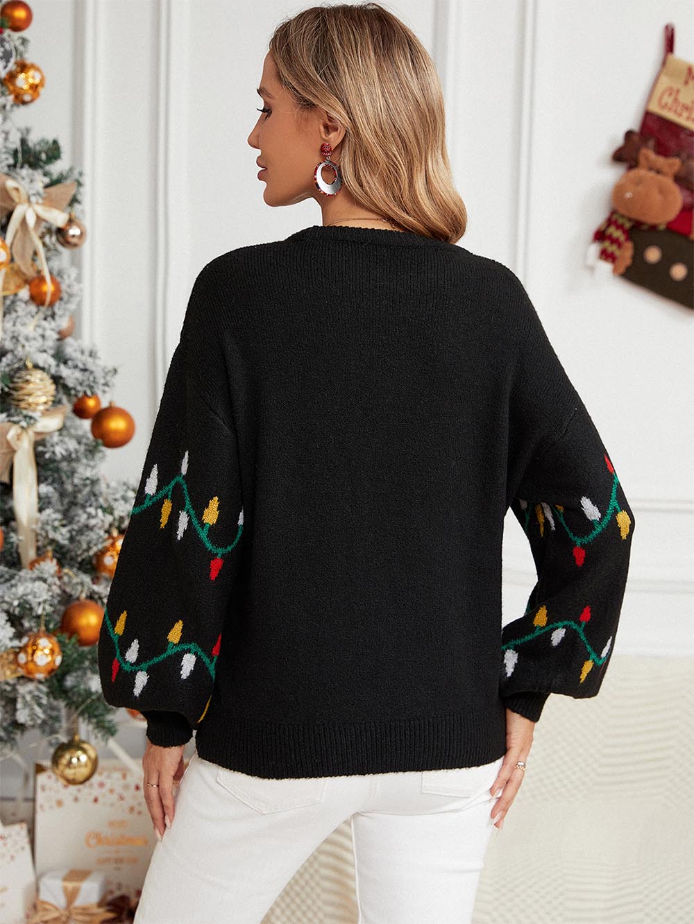 Celeste | Cute loose Christmas sweater with colorful prints - Image 5