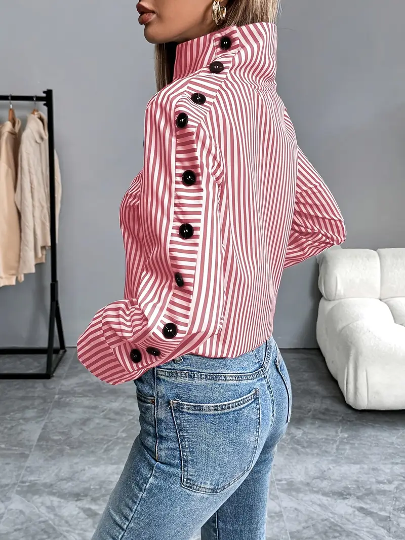Celeste® | Striped Blouse With High Neck - Image 8