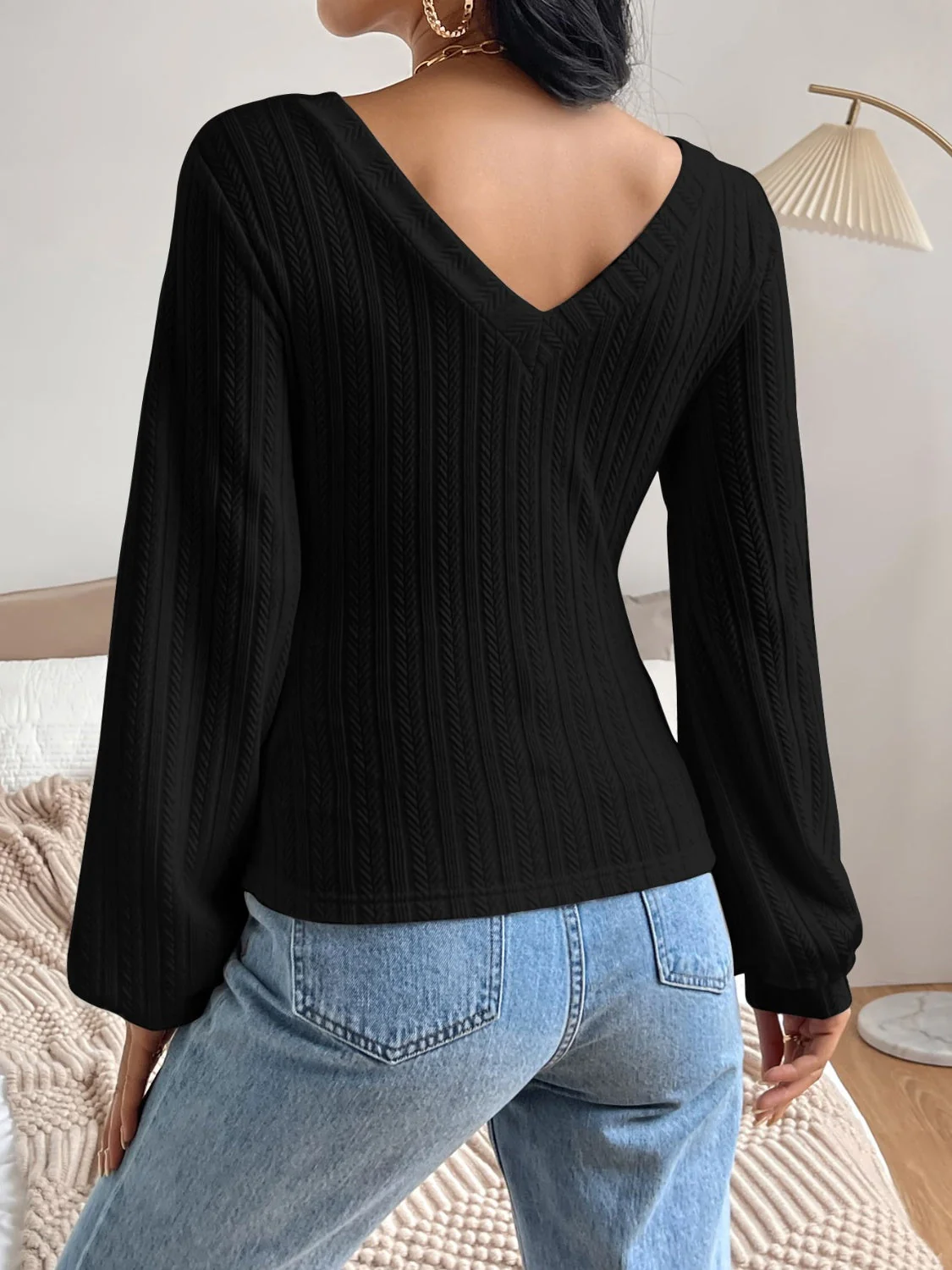 Celia | Long sleeve V-neck t-shirt - Image 7