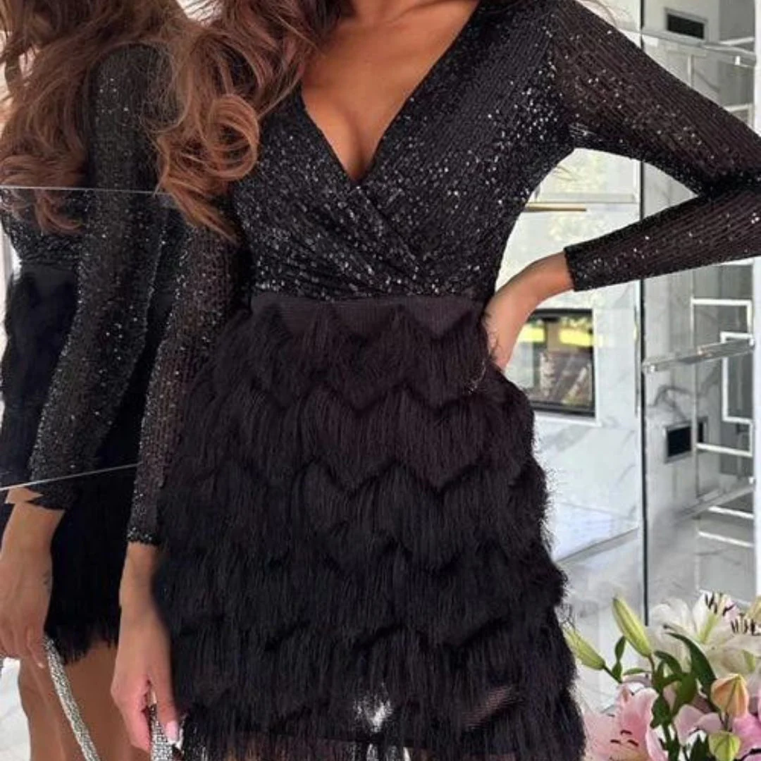 Celia® | Sequin Dress With V-Neck - Image 11