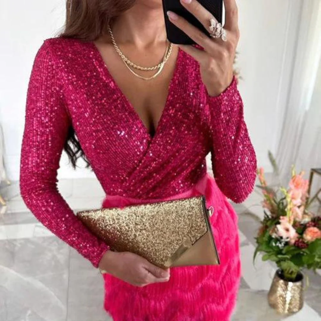 Celia® | Sequin Dress With V-Neck - Image 7