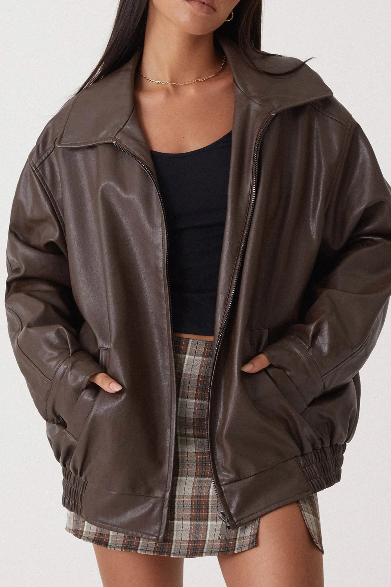 Celine | Retro solid PU jacket