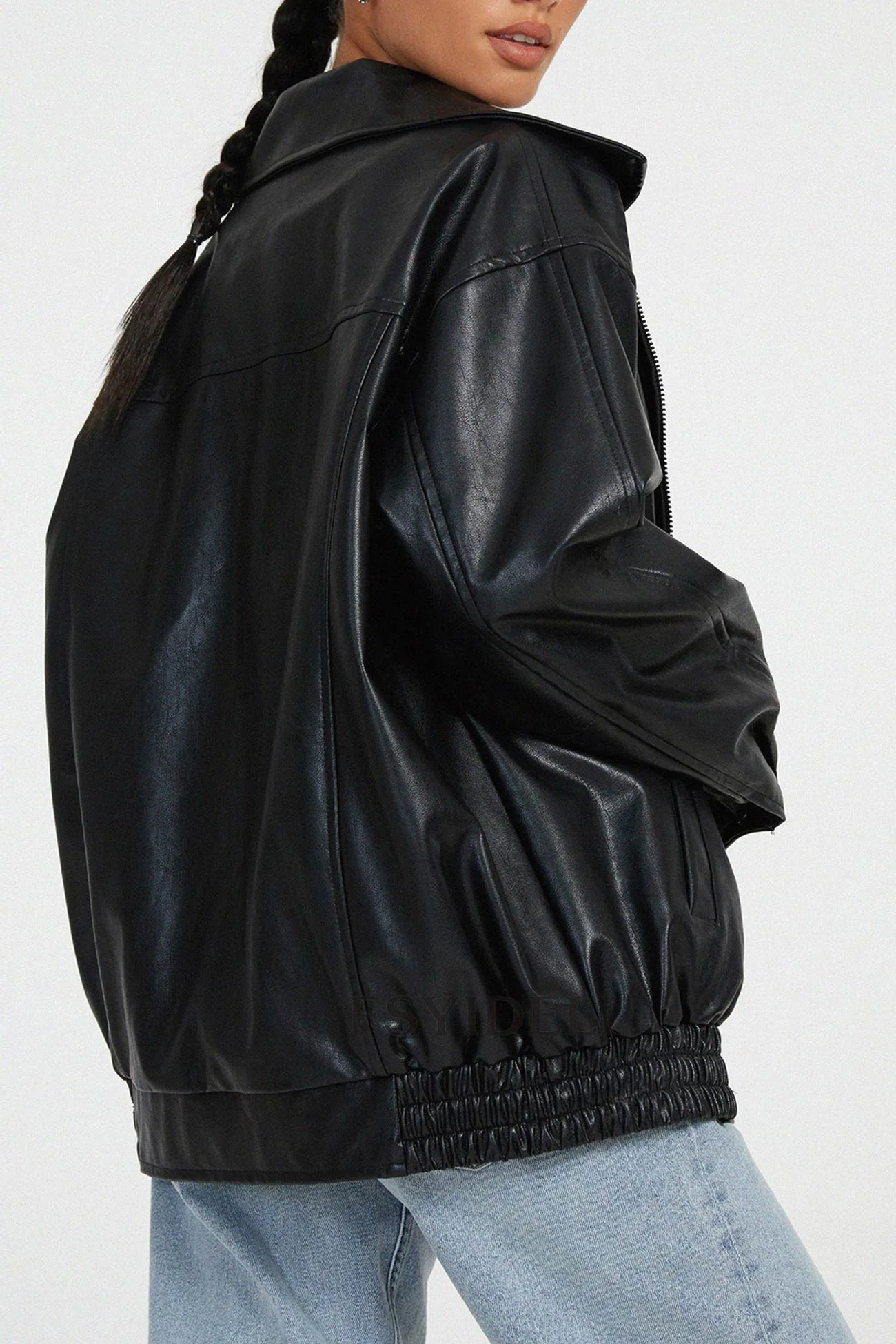 Celine | Retro solid PU jacket - Image 10