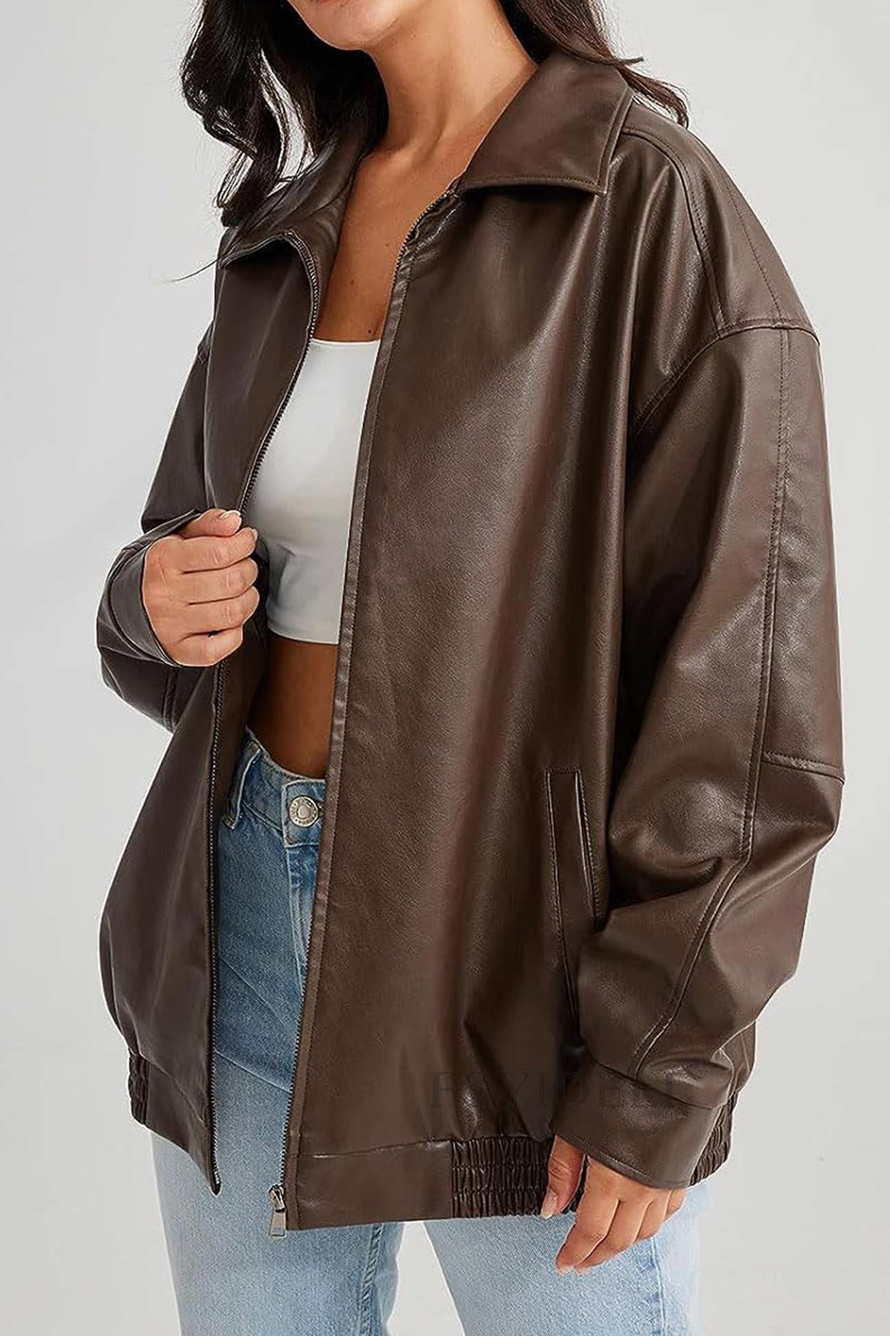 Celine | Retro solid PU jacket - Image 2