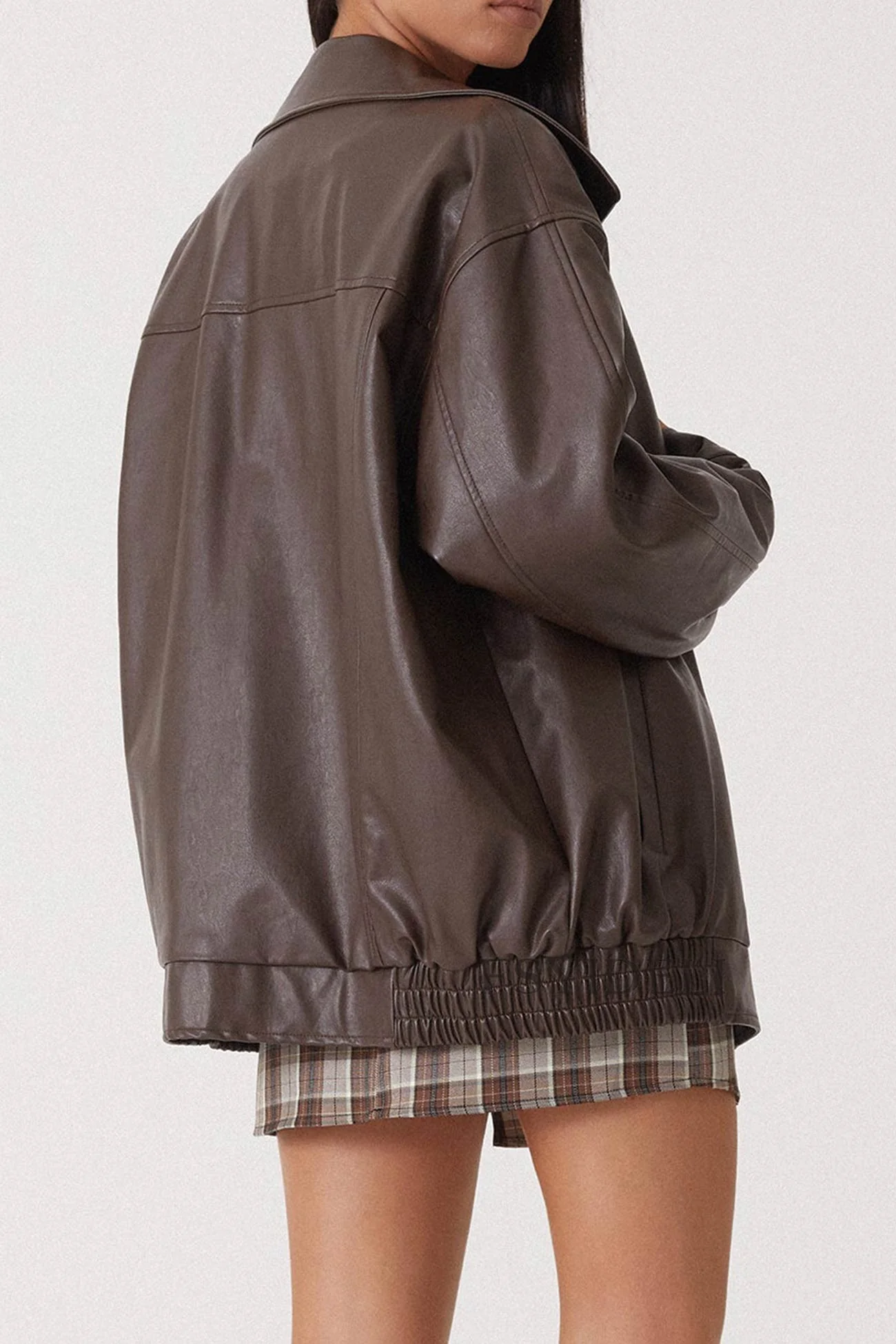 Celine | Retro solid PU jacket - Image 5