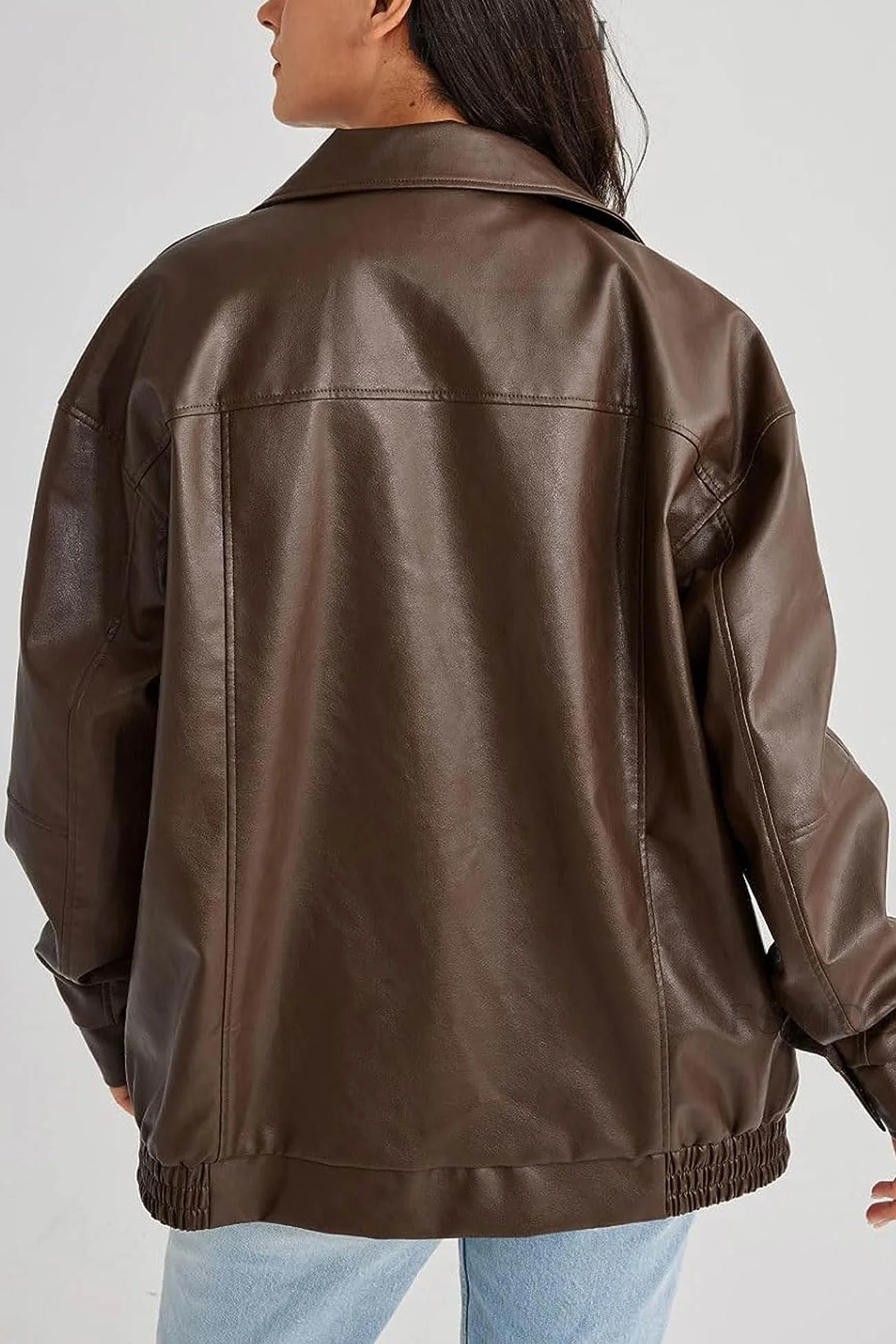 Celine | Retro solid PU jacket - Image 6