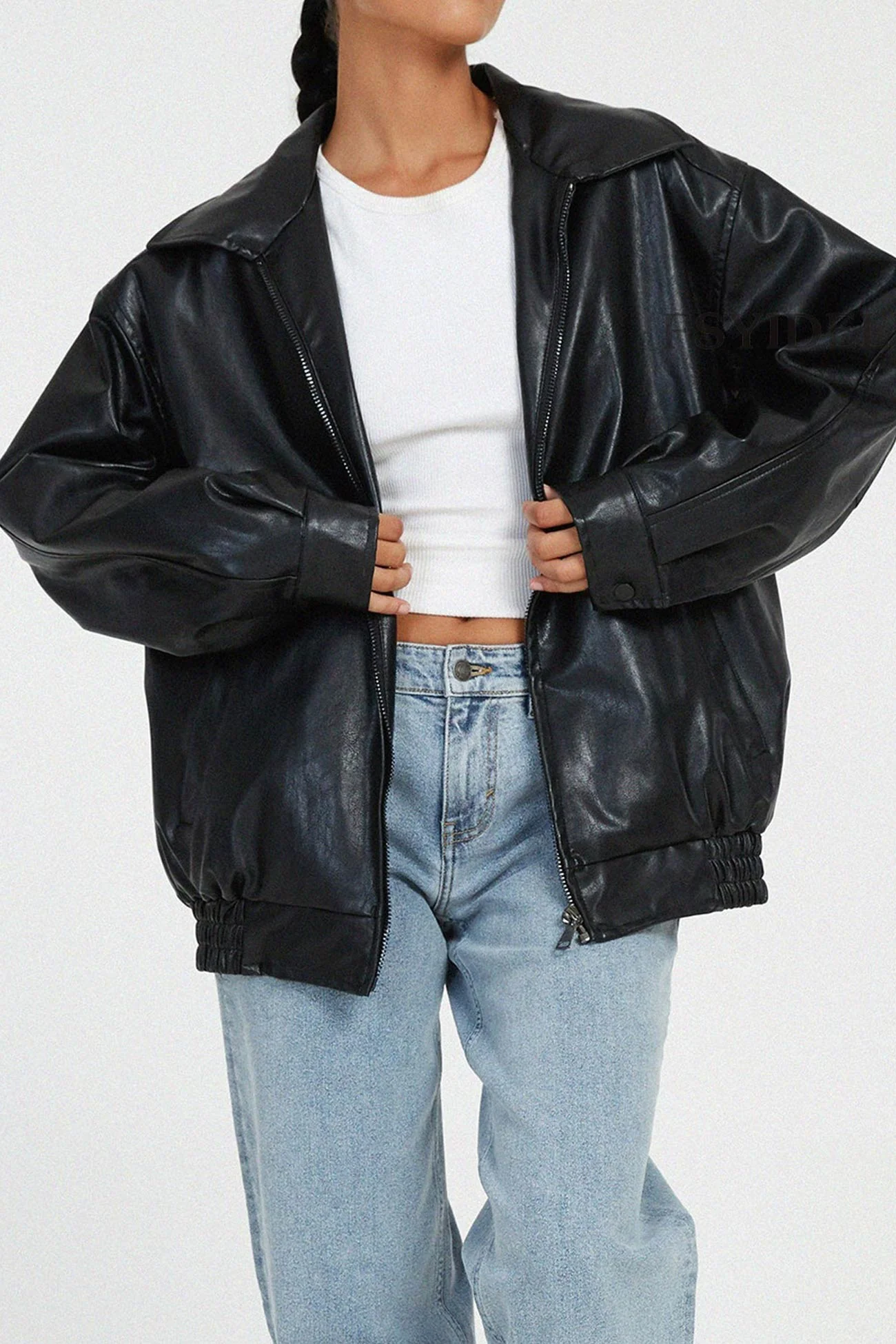 Celine | Retro solid PU jacket - Image 7