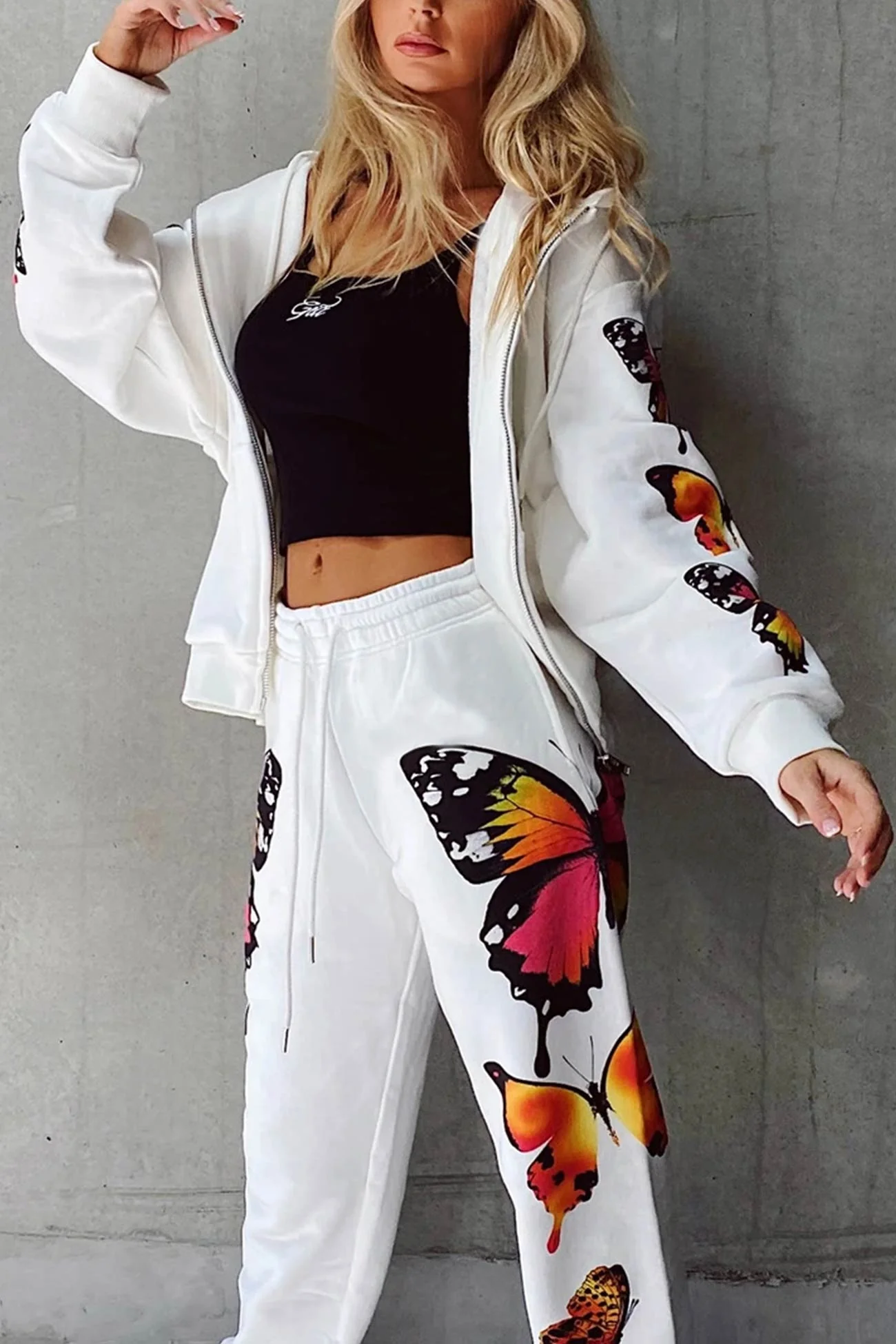 Charlotte | Butterfly print zip hoodie set - Image 6
