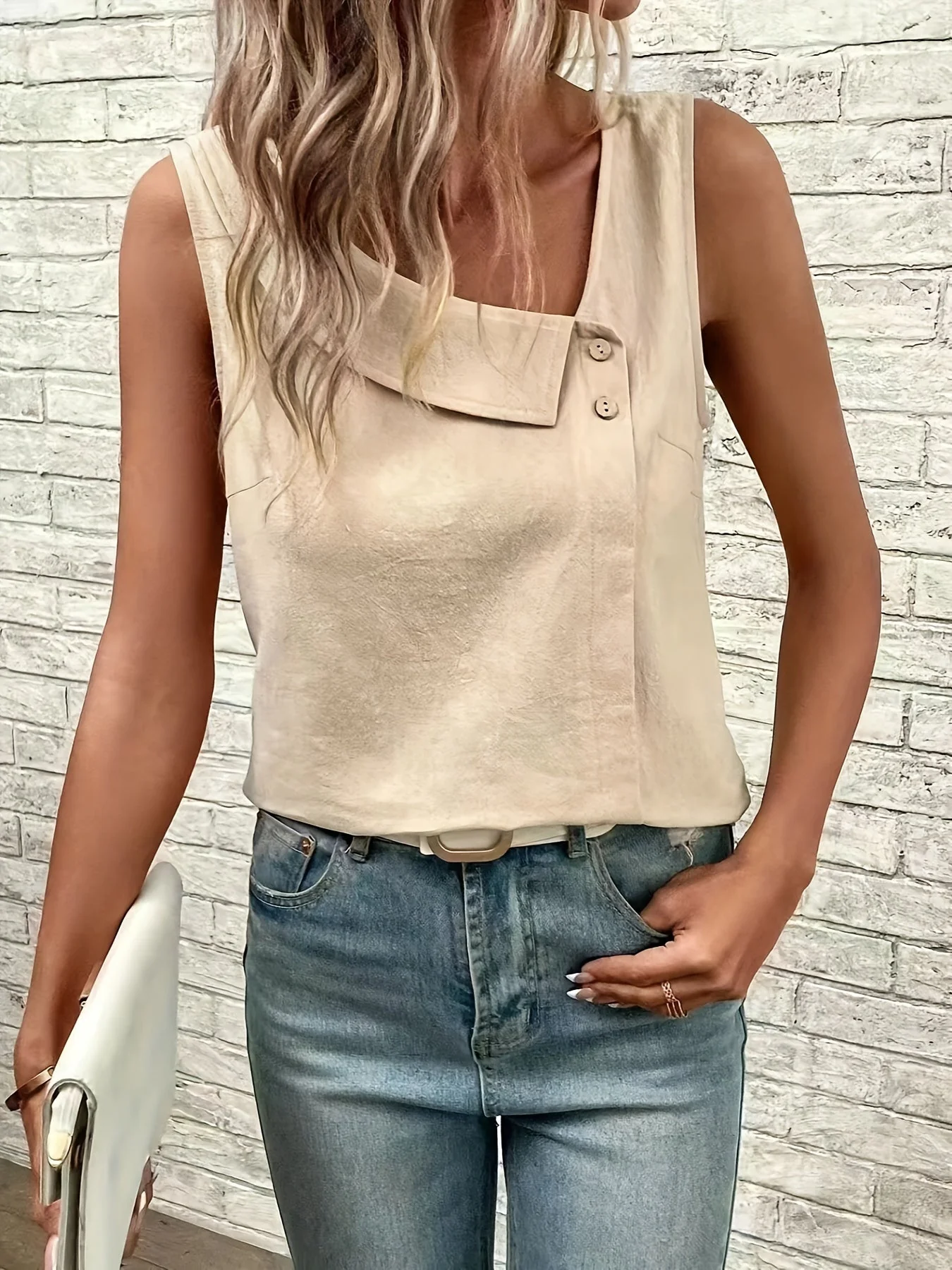 Circe® | Elegant Asymmetrical Neck Tank Top For Women - Image 4