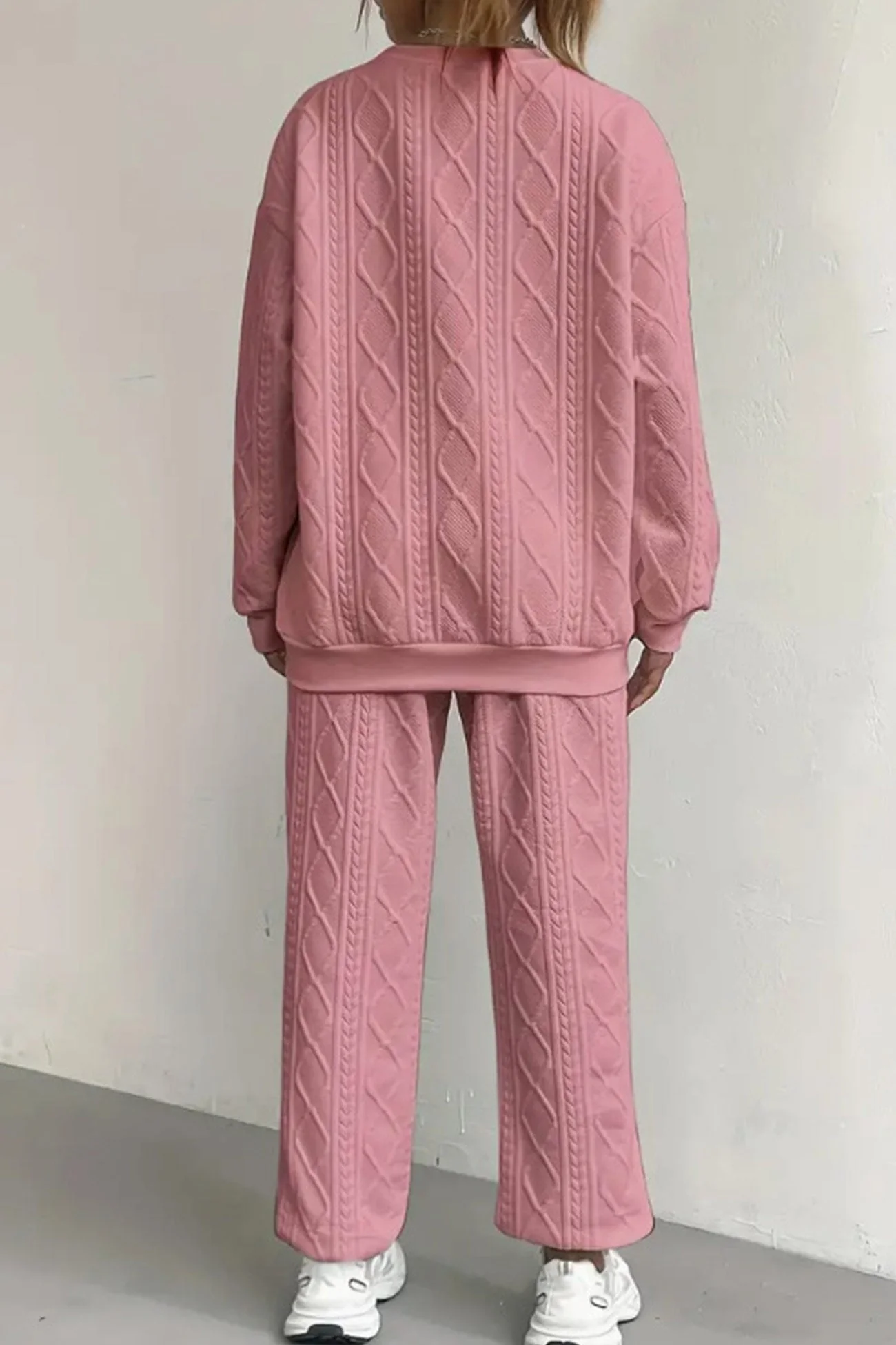 Clara | Cable knit crew neck sweatshirt set - Image 15