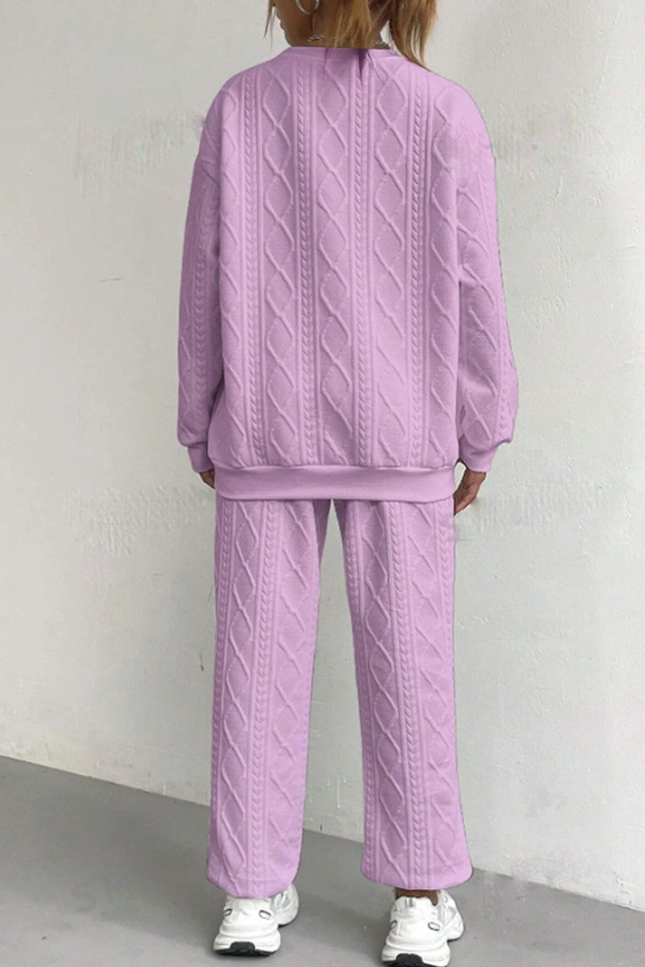Clara | Cable knit crew neck sweatshirt set - Image 3