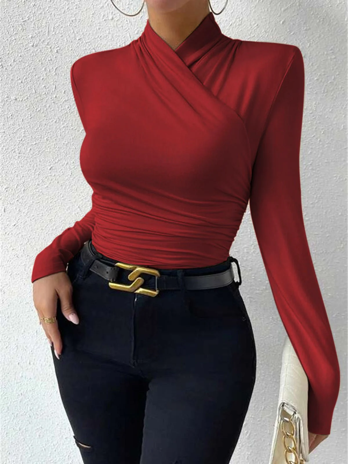 Clara® | High-Quality Pleated T-Shirt With A Cross Collar - Image 12