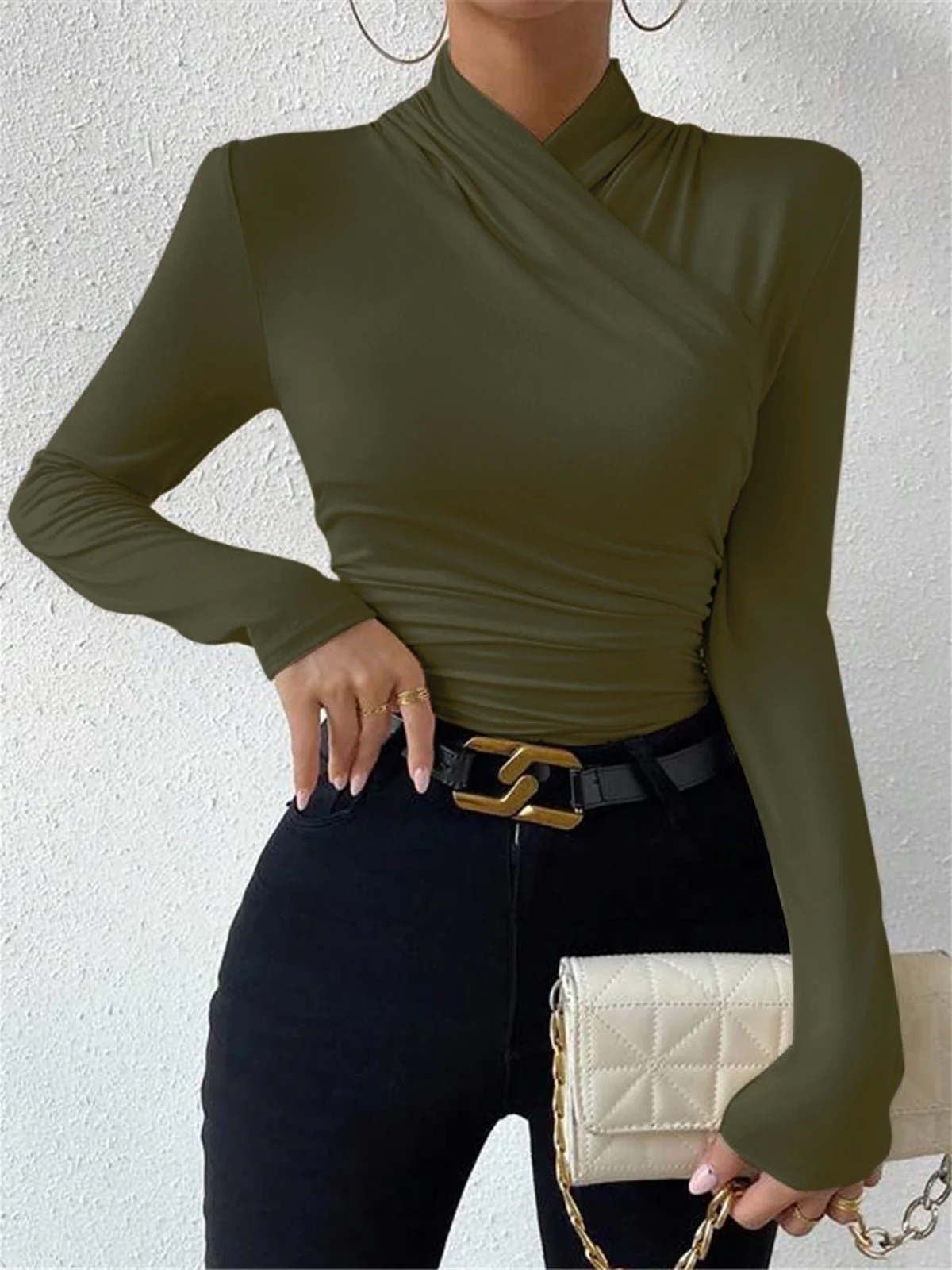 Clara® | High-Quality Pleated T-Shirt With A Cross Collar - Image 13