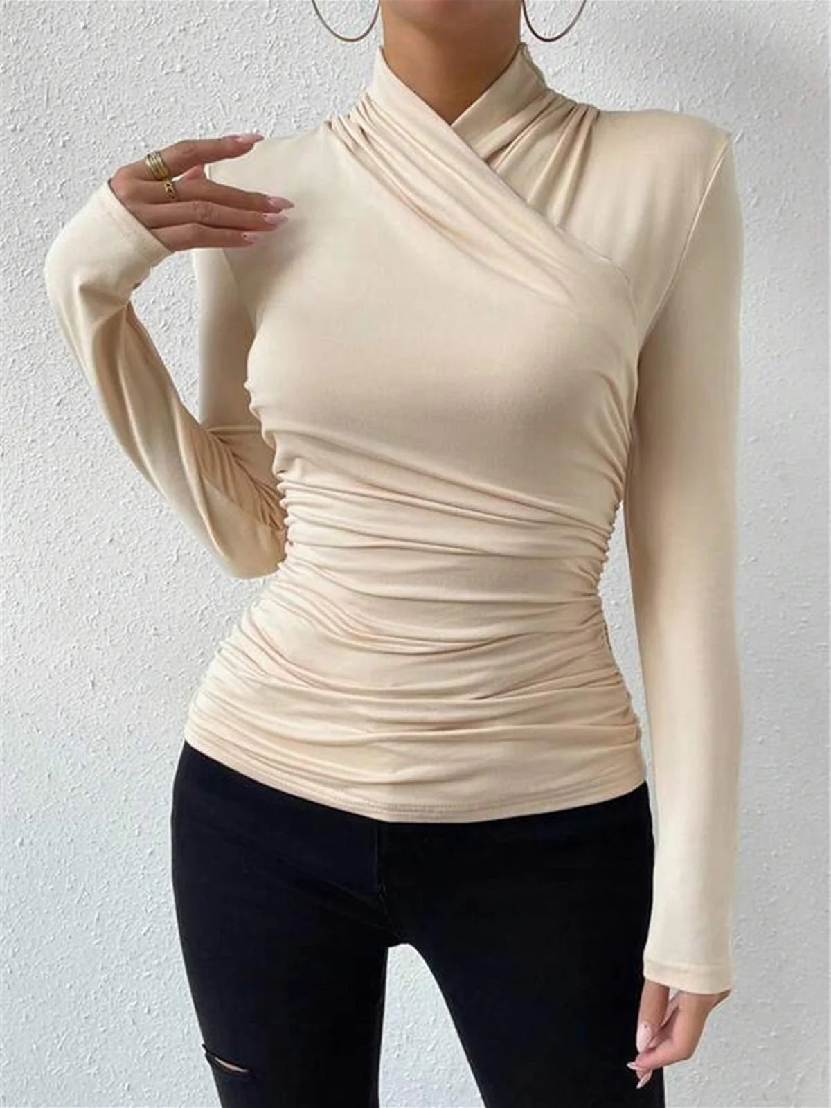 Clara® | High-Quality Pleated T-Shirt With A Cross Collar - Image 4