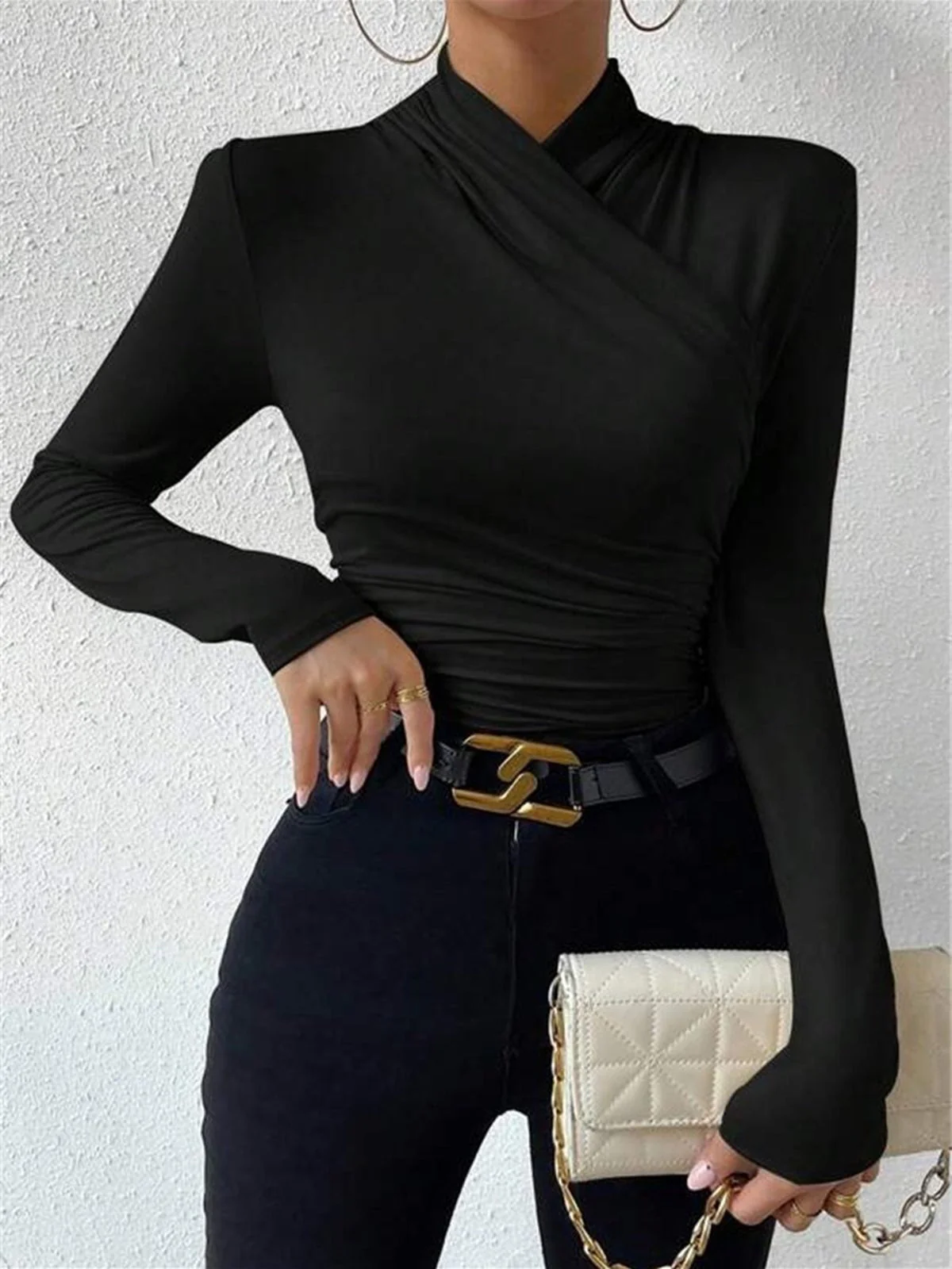 Clara® | High-Quality Pleated T-Shirt With A Cross Collar - Image 7