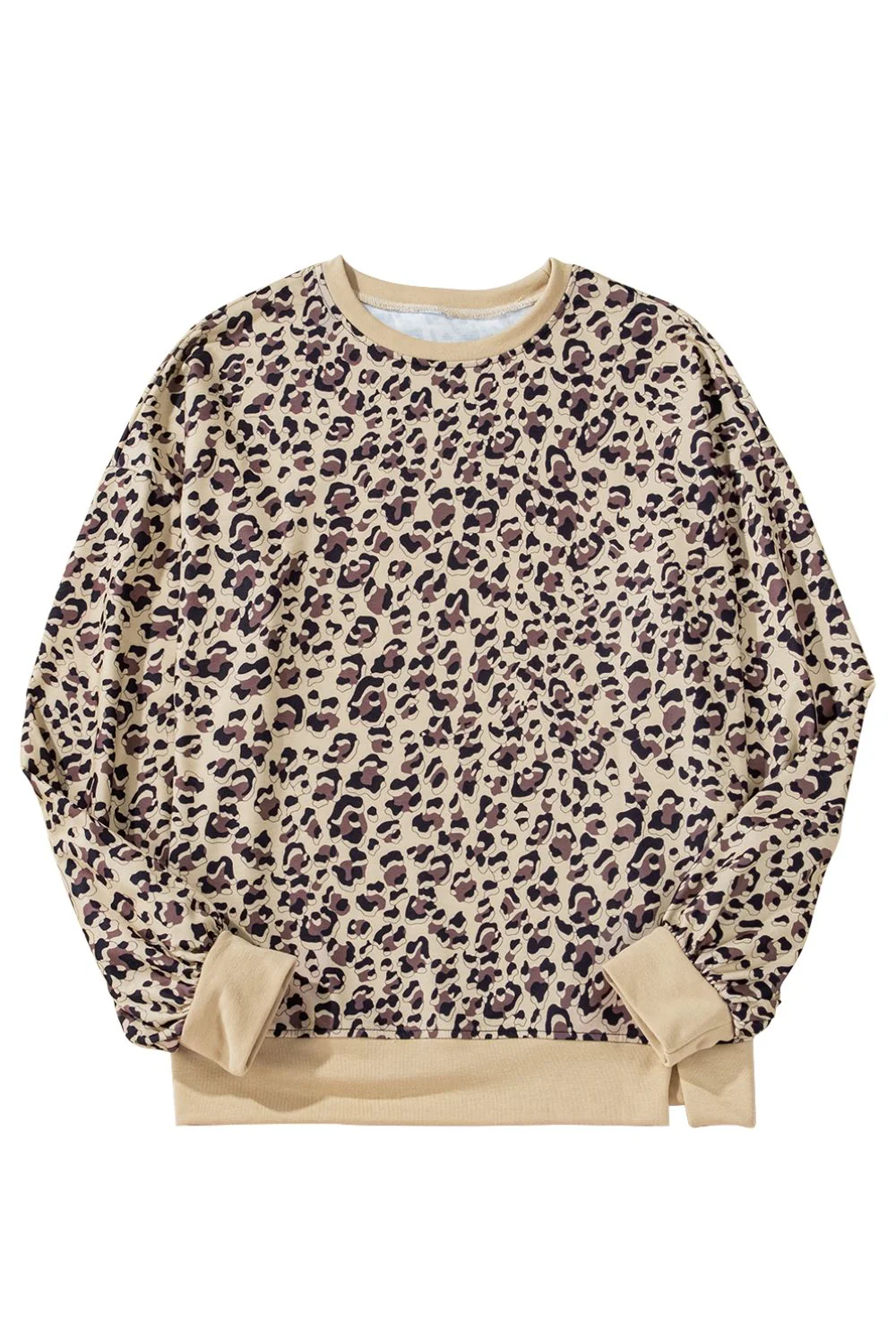 Clara | Long-sleeved sweatshirt with a slit leopard crew neck - Image 4