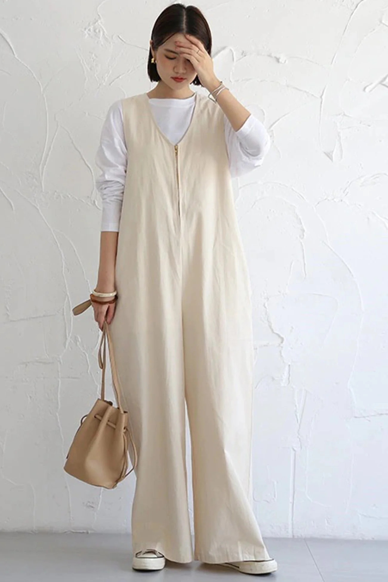Clara | Sleeveless wide leg jumpsuits with zip front closure - Image 2