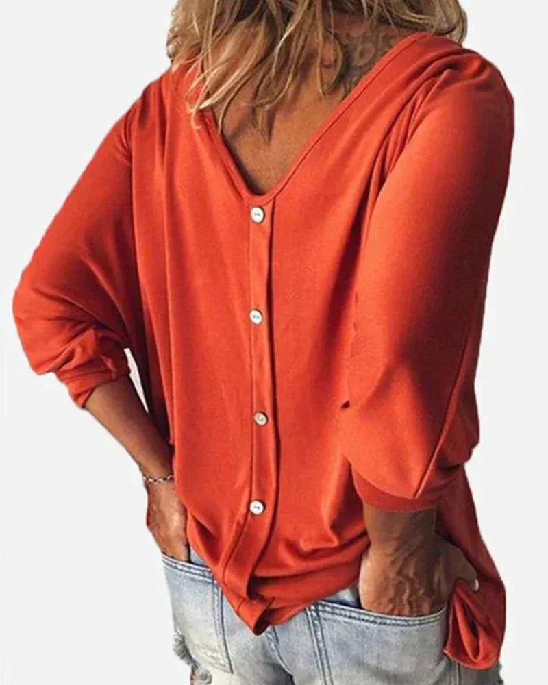 Claribel® | Chic V-Neck Blouse With Buttons And 3/4 Sleeves