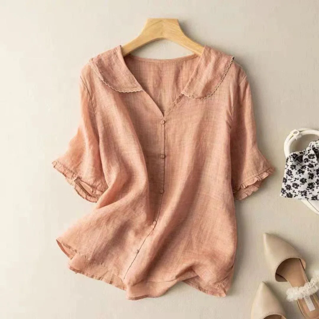 Clarisa® | Lightweight ladies blouse with button placket - Image 2