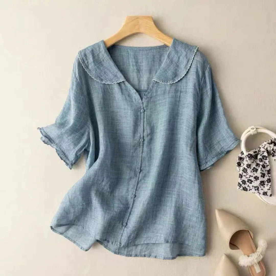 Clarisa® | Lightweight ladies blouse with button placket - Image 3